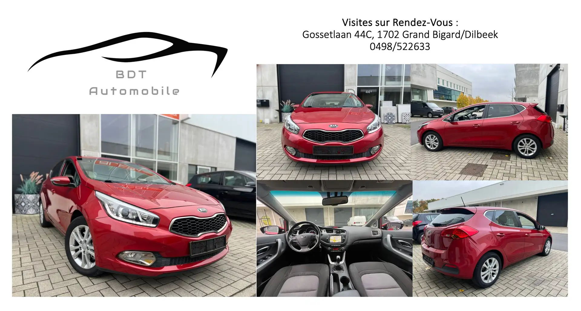 Kia Ceed / cee'd 1,4 GPS Caméra Bluethoot 1erProp Carnet complet Rouge - 1