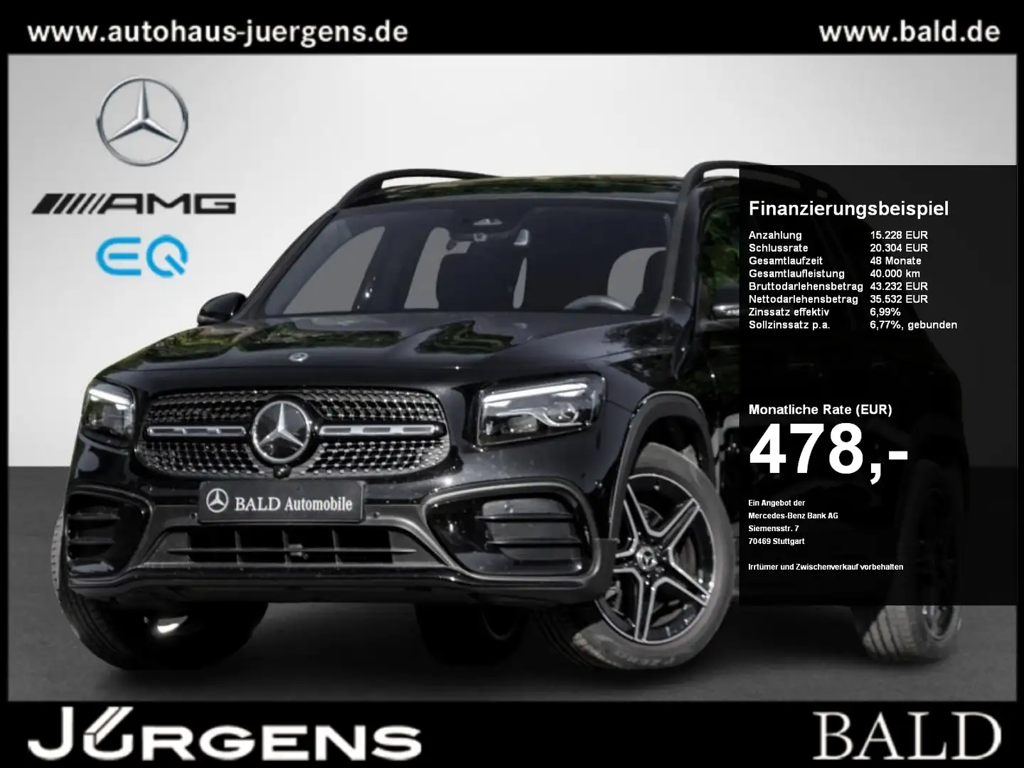 Mercedes-Benz GLB 250 4M AMG-Sport/Pano/HUD/Distr/Night/360/19 Schwarz - 1