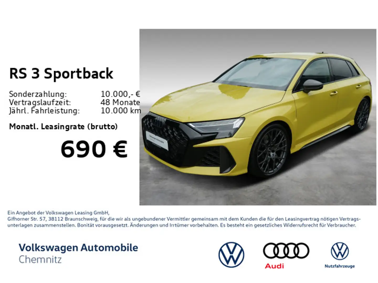 Audi RS3 294kW Stronic *Vmax280*Navi* Żółty - 1
