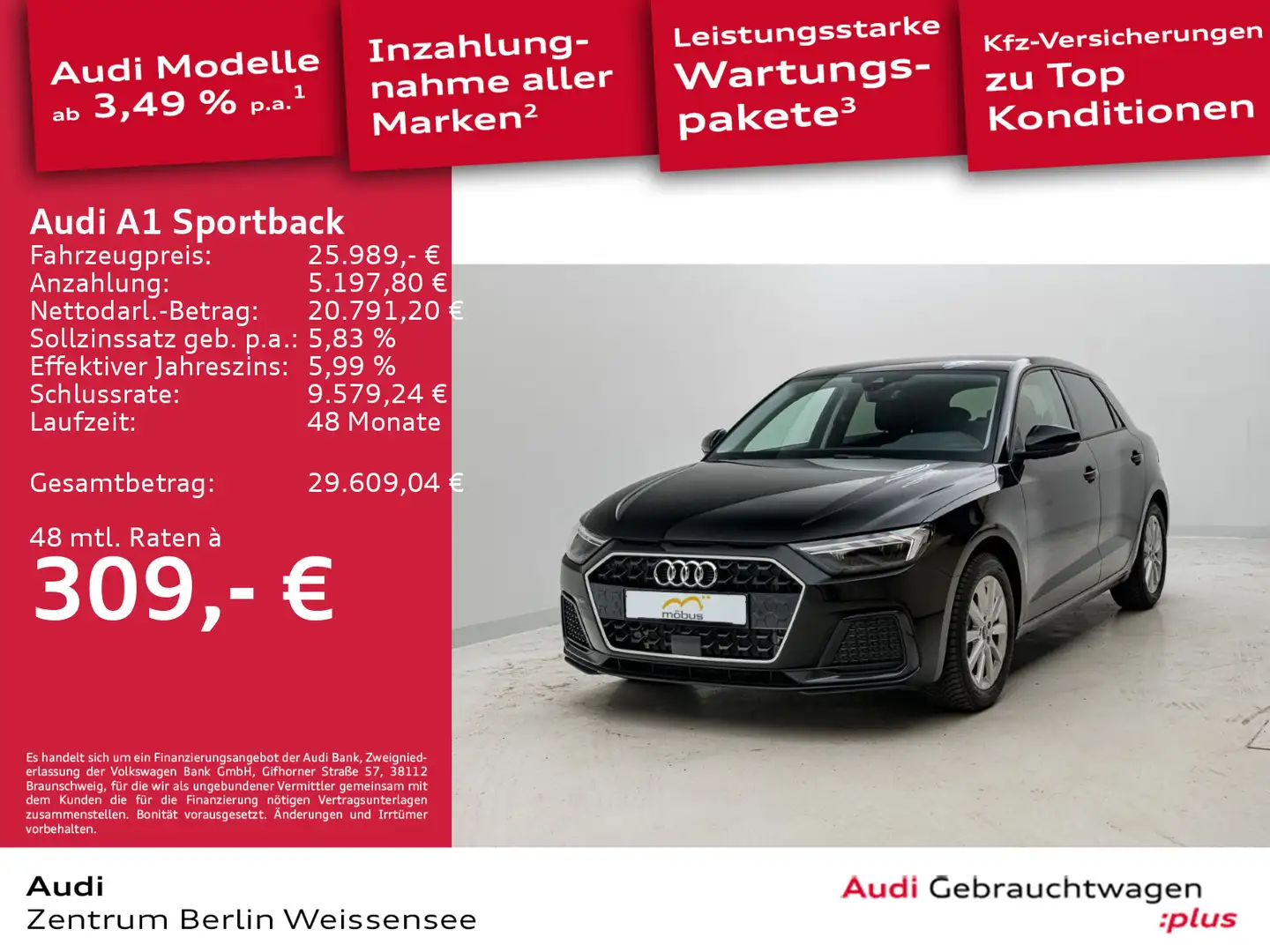 Audi A1 30 TFSI S-TRO*ADVANCED*LED*RFK*GJR* Schwarz - 1