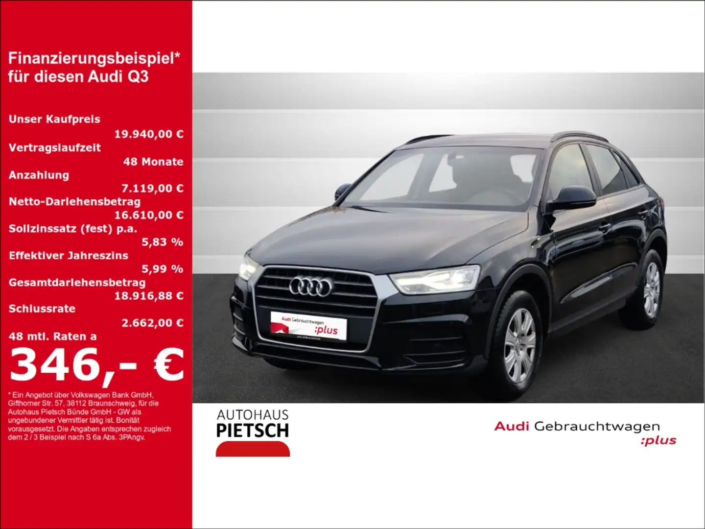 Audi Q3 1.4 TFSI Xenon Navi Keyless AD Bi-Xenon El. Heckkl Schwarz - 1