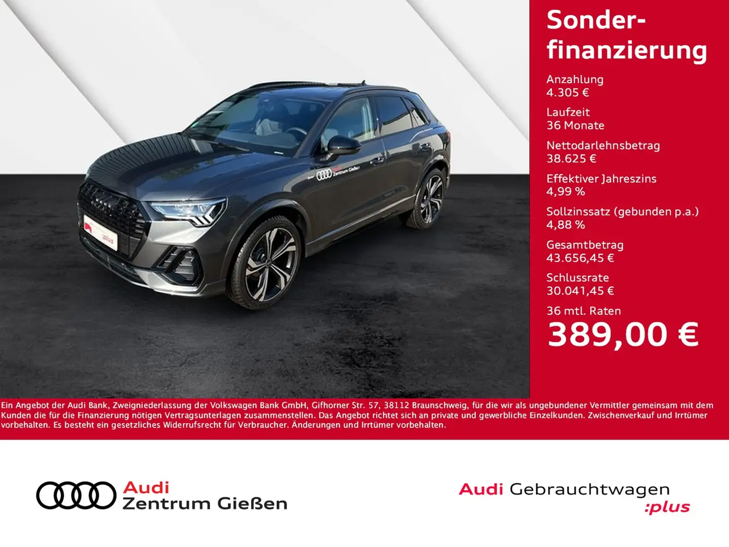 Audi Q3 35 TDI S-tronic S line Black PANO AHK Matrix LED Grau - 1