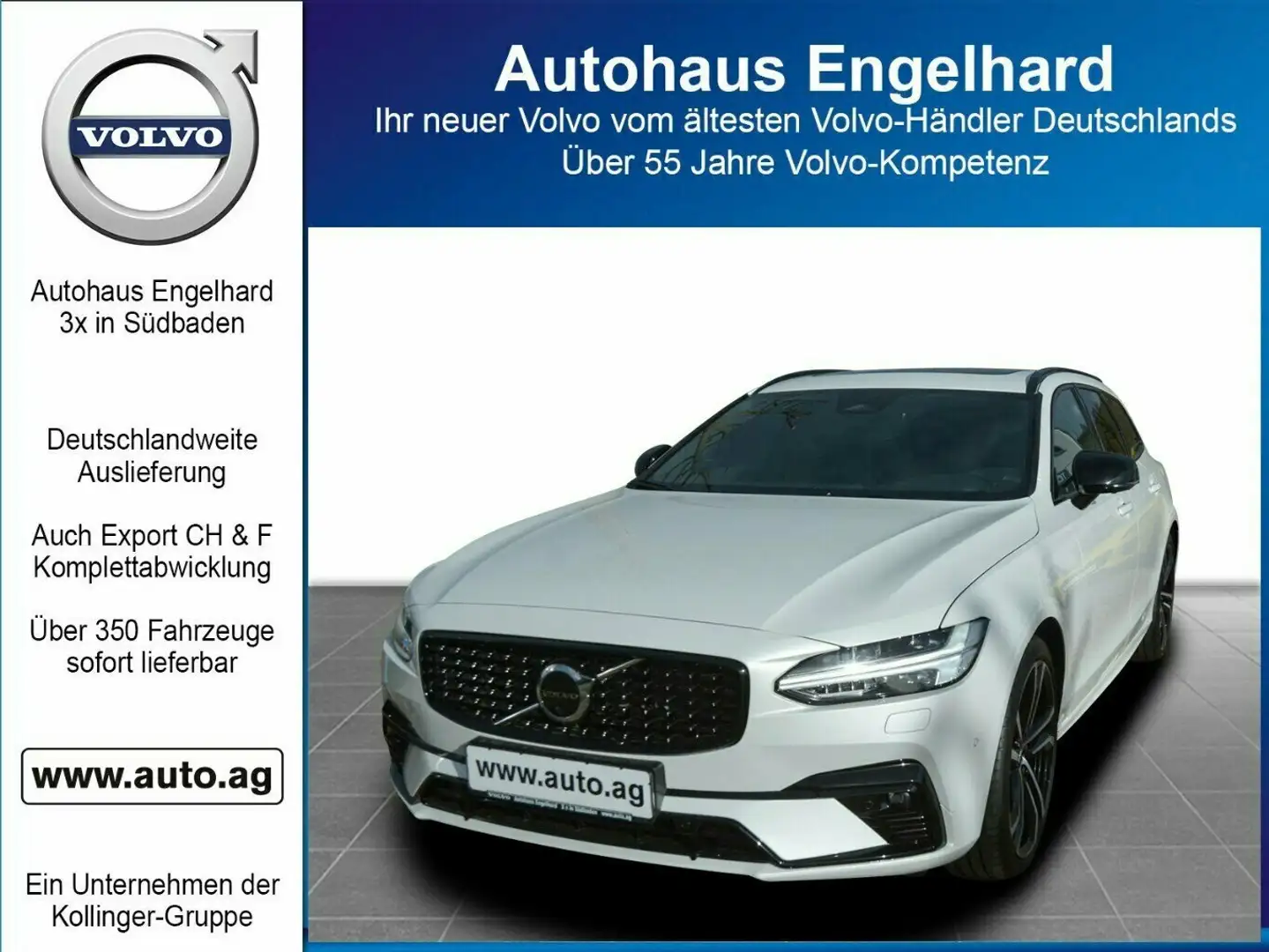 Volvo V90 B4 BENZIN PLUS DARK PANO SELEKT Weiß - 1