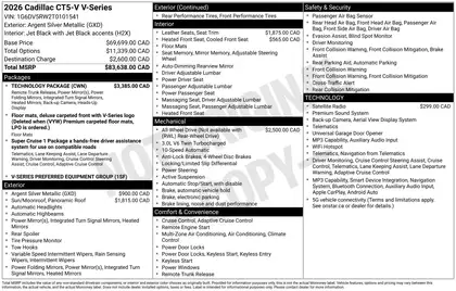 Gray 2026 Cadillac CT5 Sedan All-Wheel Drive Automatic