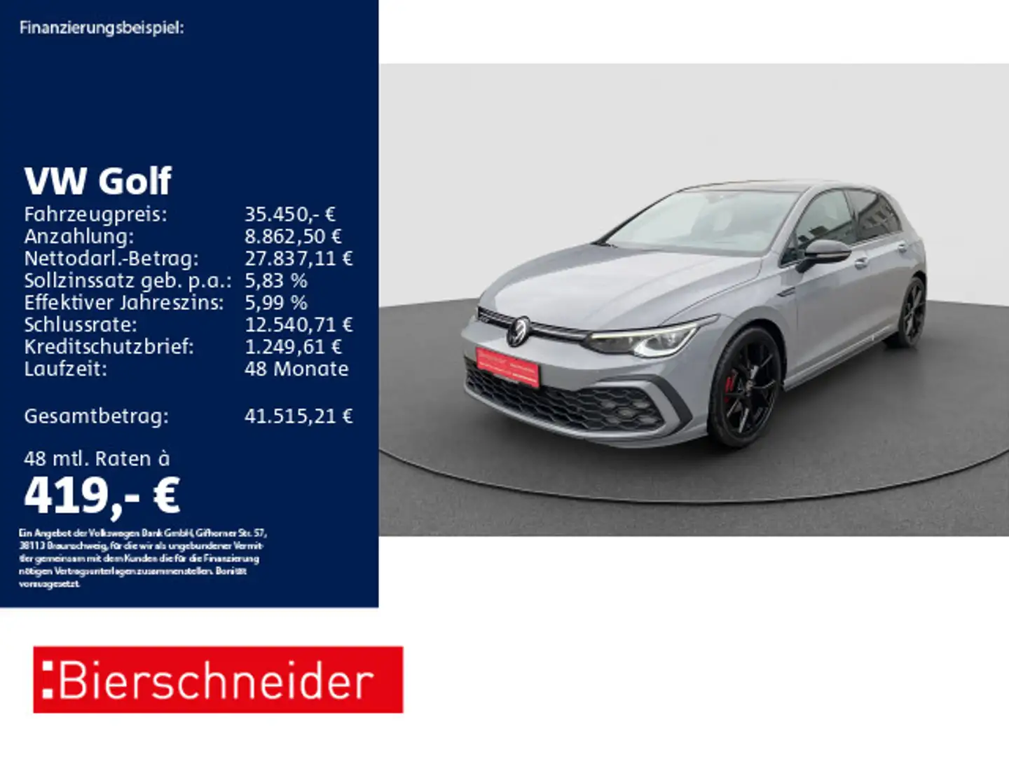 Volkswagen Golf 8 2.0 TDI DSG GTD Black 19 AHK MATRIX PANO Grau - 1