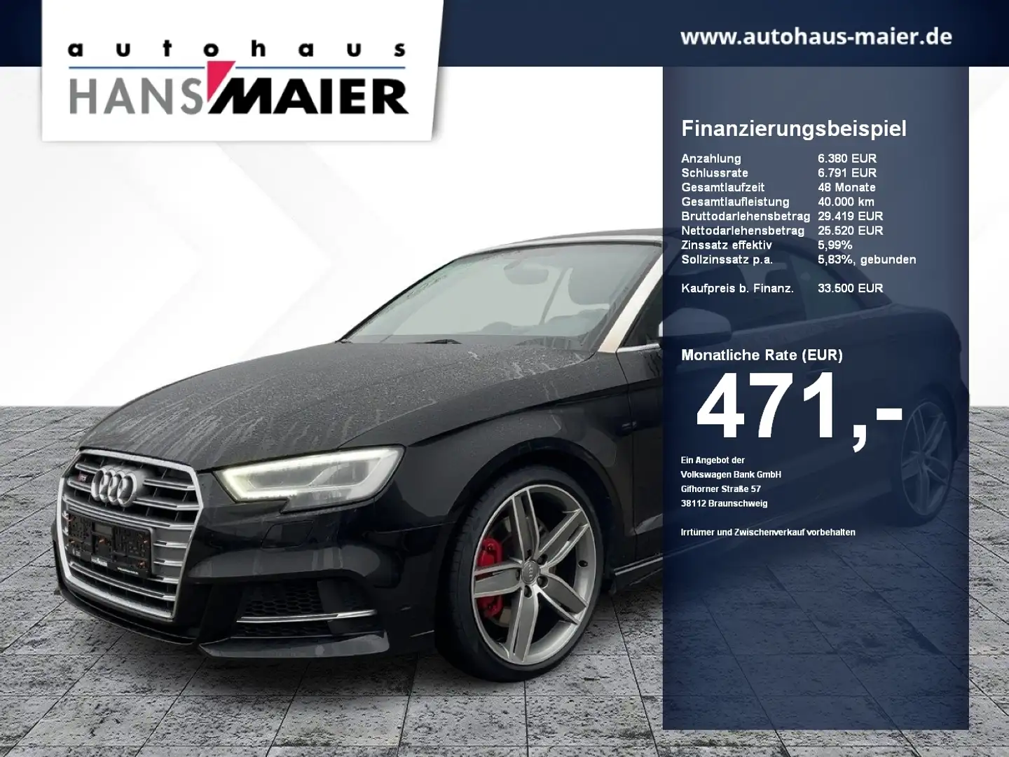 Audi S3 Cabriolet TFSI quattro Leder Navi Matrix B&O Schwarz - 1