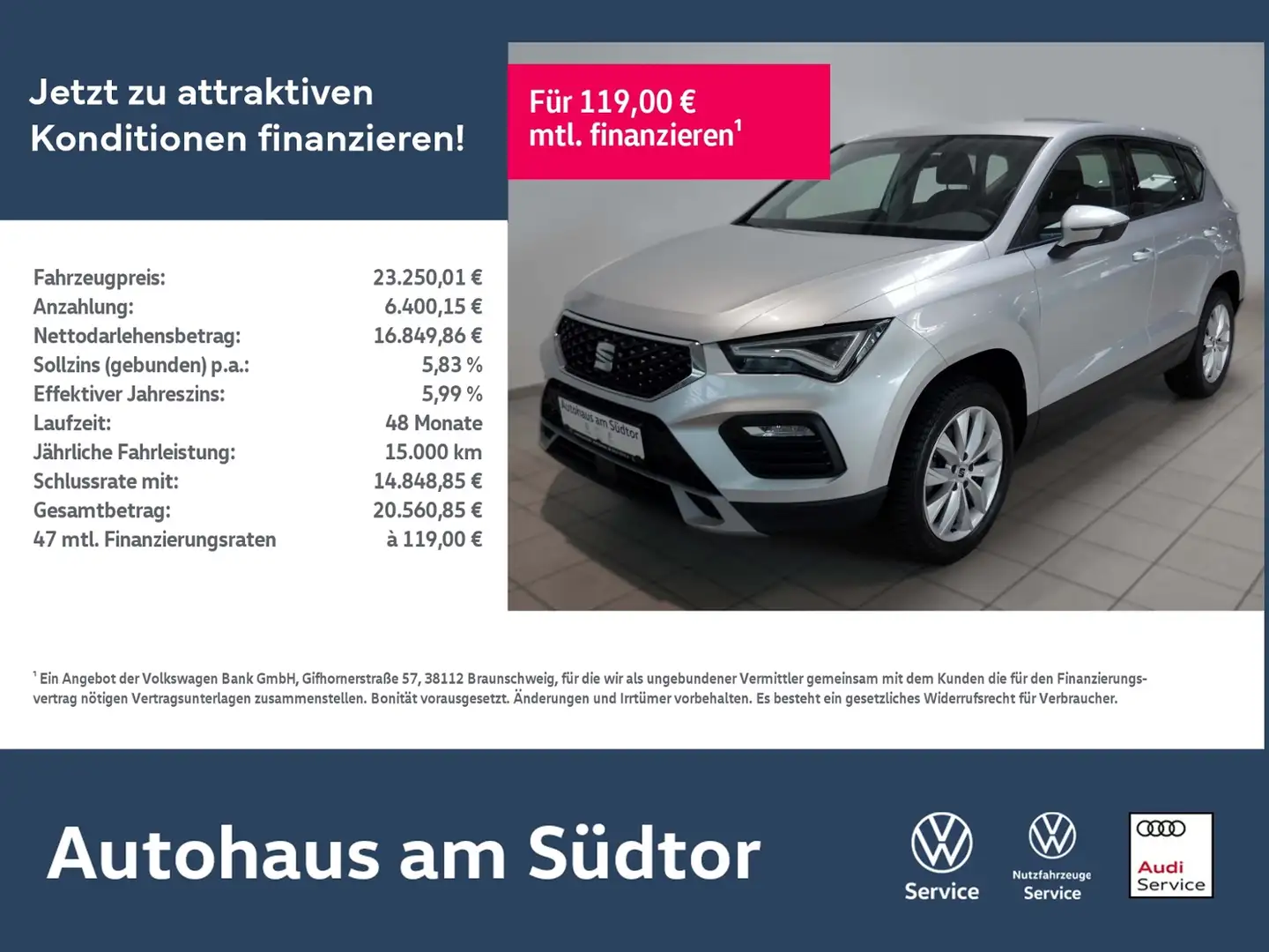SEAT Ateca Style 1.5 TSI | LED AHK PDC Navi Sitzhzg. Silber - 1