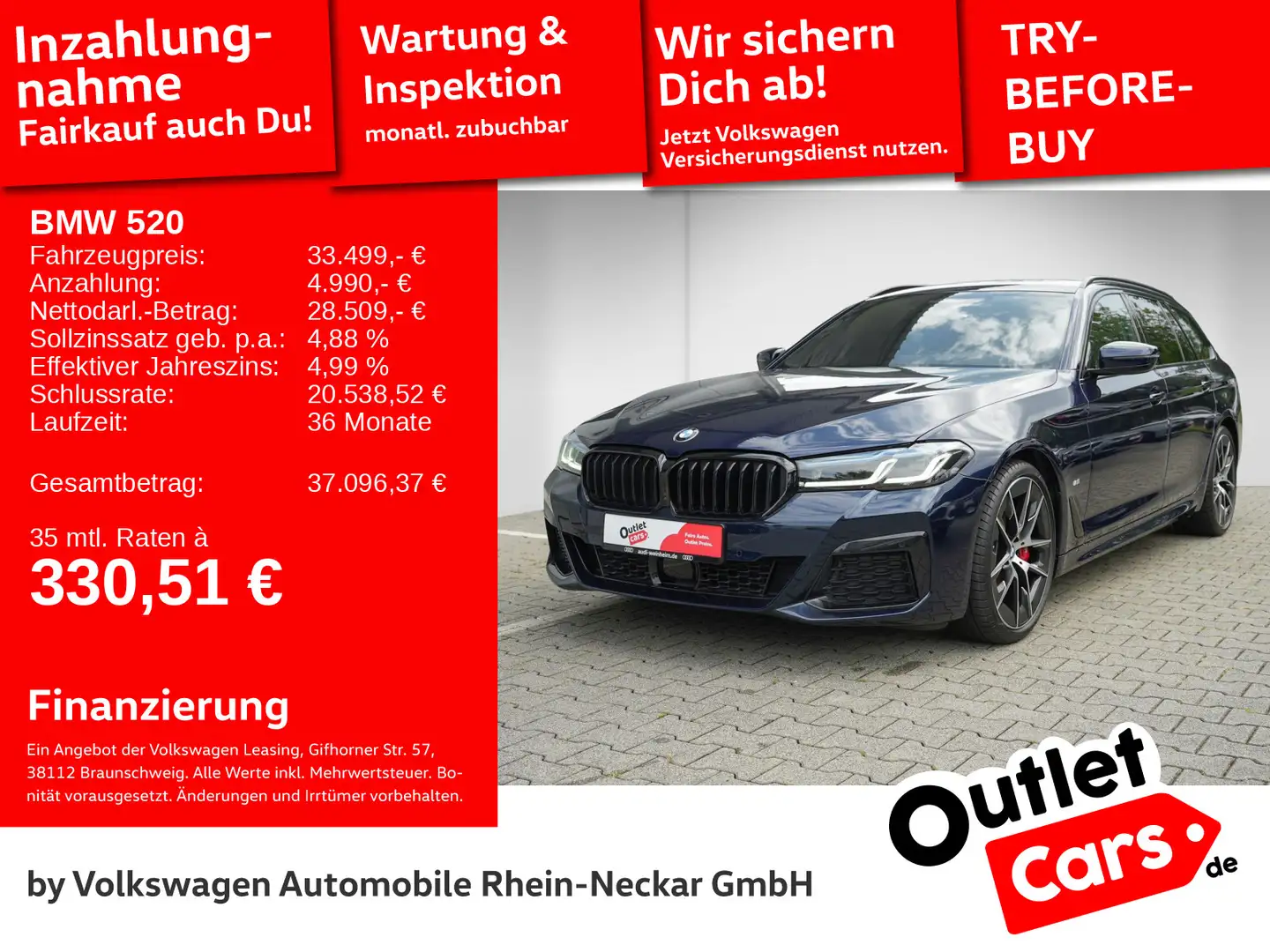 BMW 520 iTouring M-Paket-Sport Edition Head up LED Bleu - 1