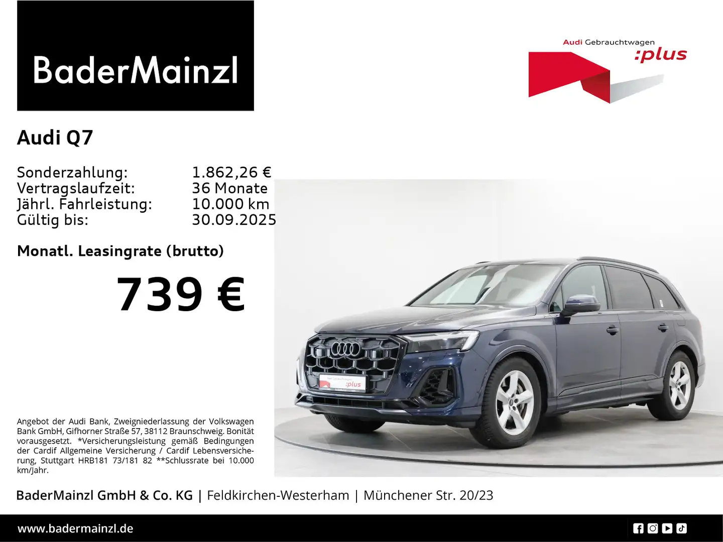 Audi Q7 55 TFSIe quattro Luft HUD Matrix 360° Leder Blau - 1
