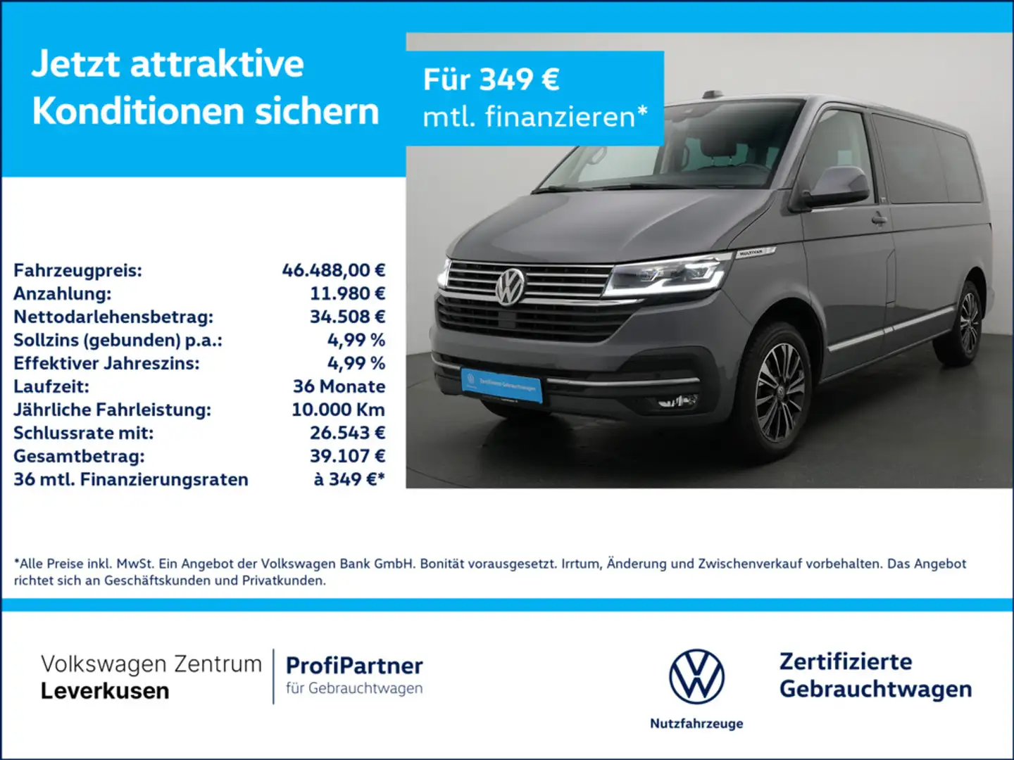 Volkswagen T6.1 Multivan Generation Six DSG 7-SITZER AHK Grau - 1