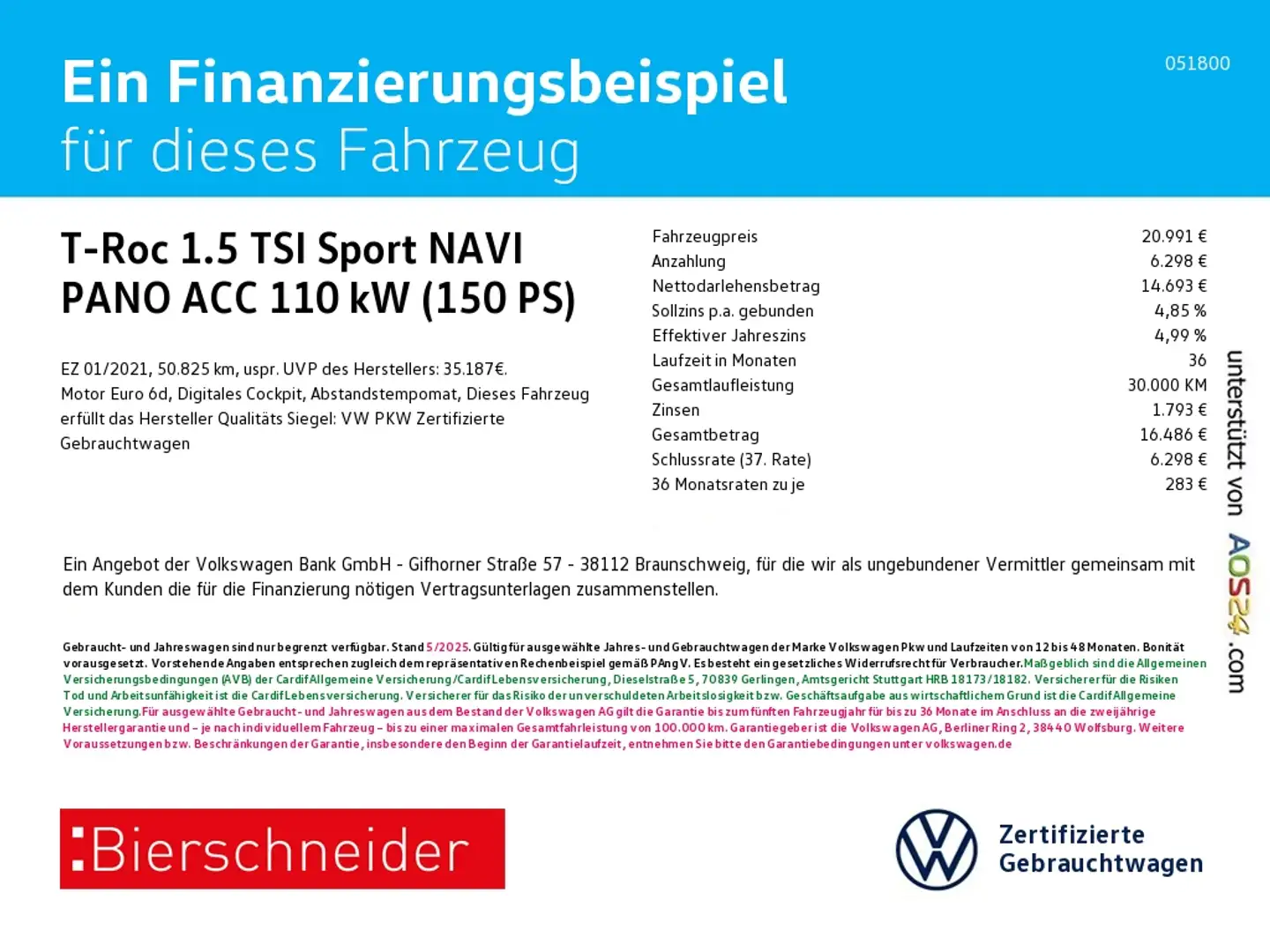 Volkswagen T-Roc 1.5 TSI Sport NAVI PANO ACC LED ASSIST Noir - 1