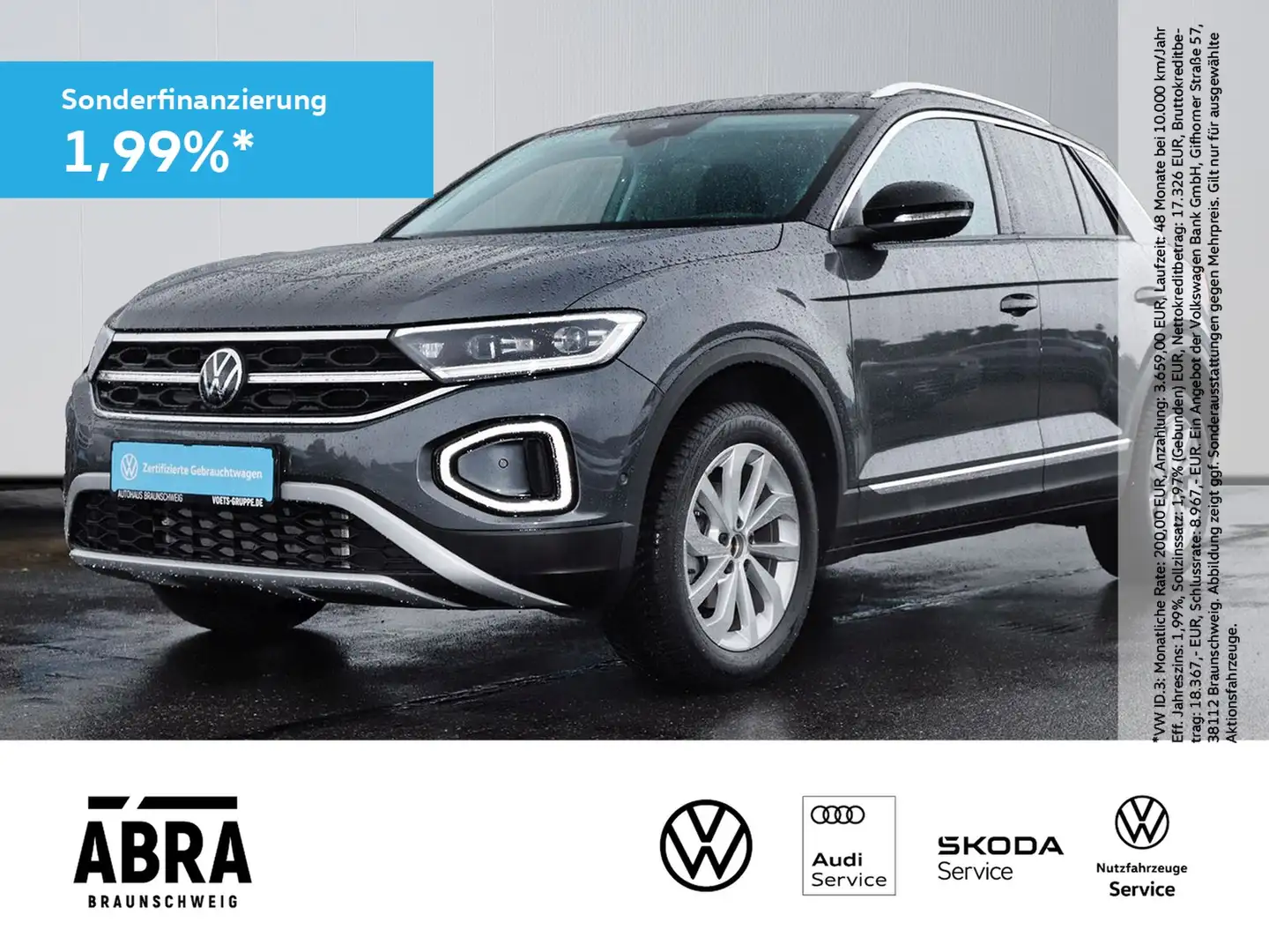 Volkswagen T-Roc 1.5 TSI Style DSG LED+NAVI+AHK+SHZ+ACC Gris - 1