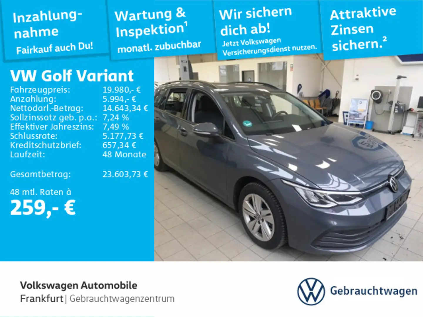 Volkswagen Golf Variant VIII 2.0 TDI DSG Life Navi ACC LED Grau - 1