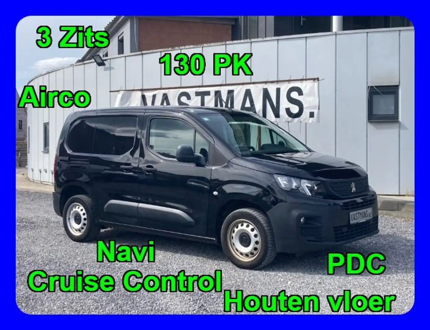 Peugeot Partner 1.5 BlueHDi 130 PK / 3 Zits / Navi / Airco / PDC Noir - 1