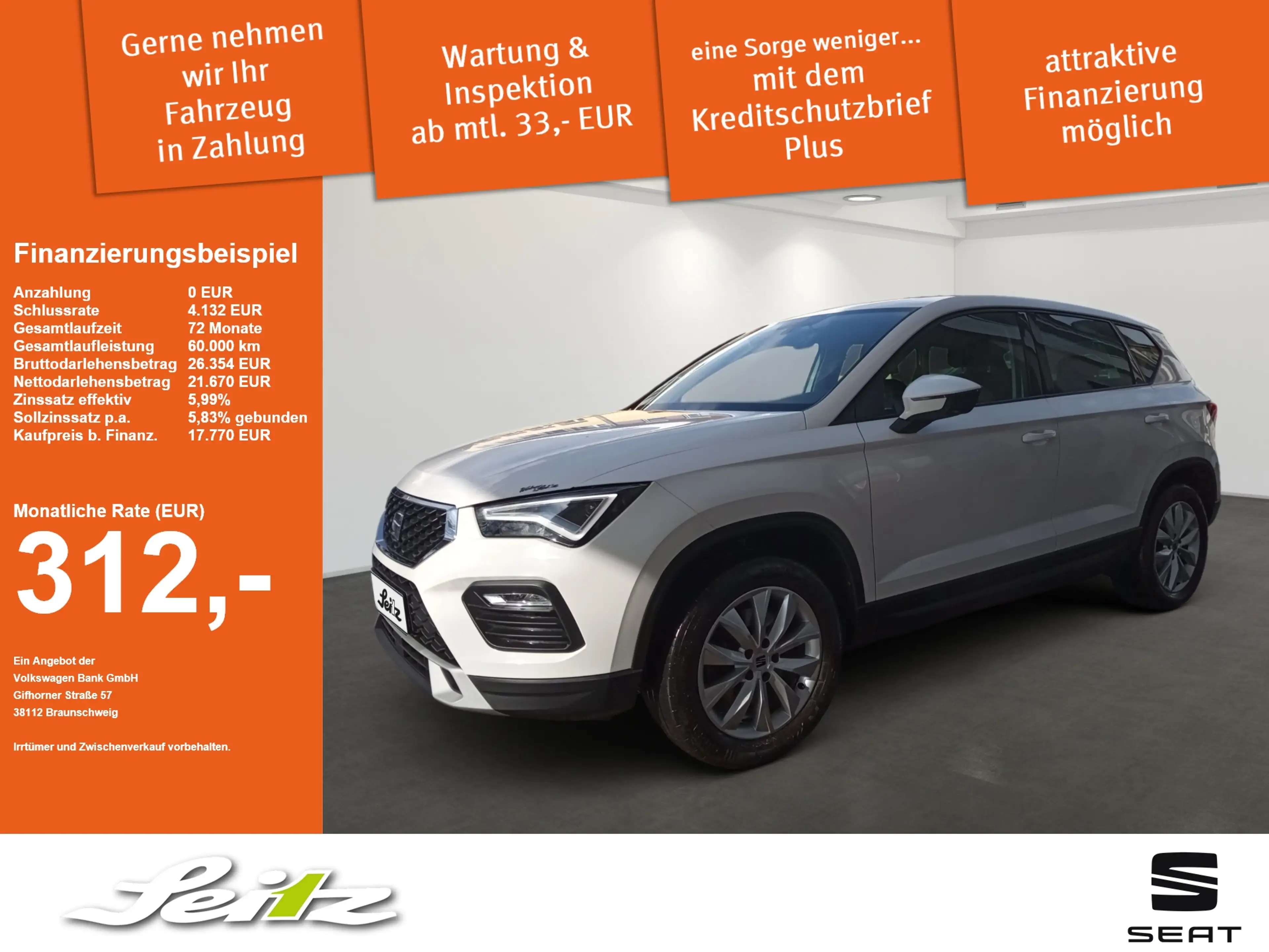 SEAT Ateca 2.0 TDI DSG Style 4Drive Navi. LED. Einparkhilfe