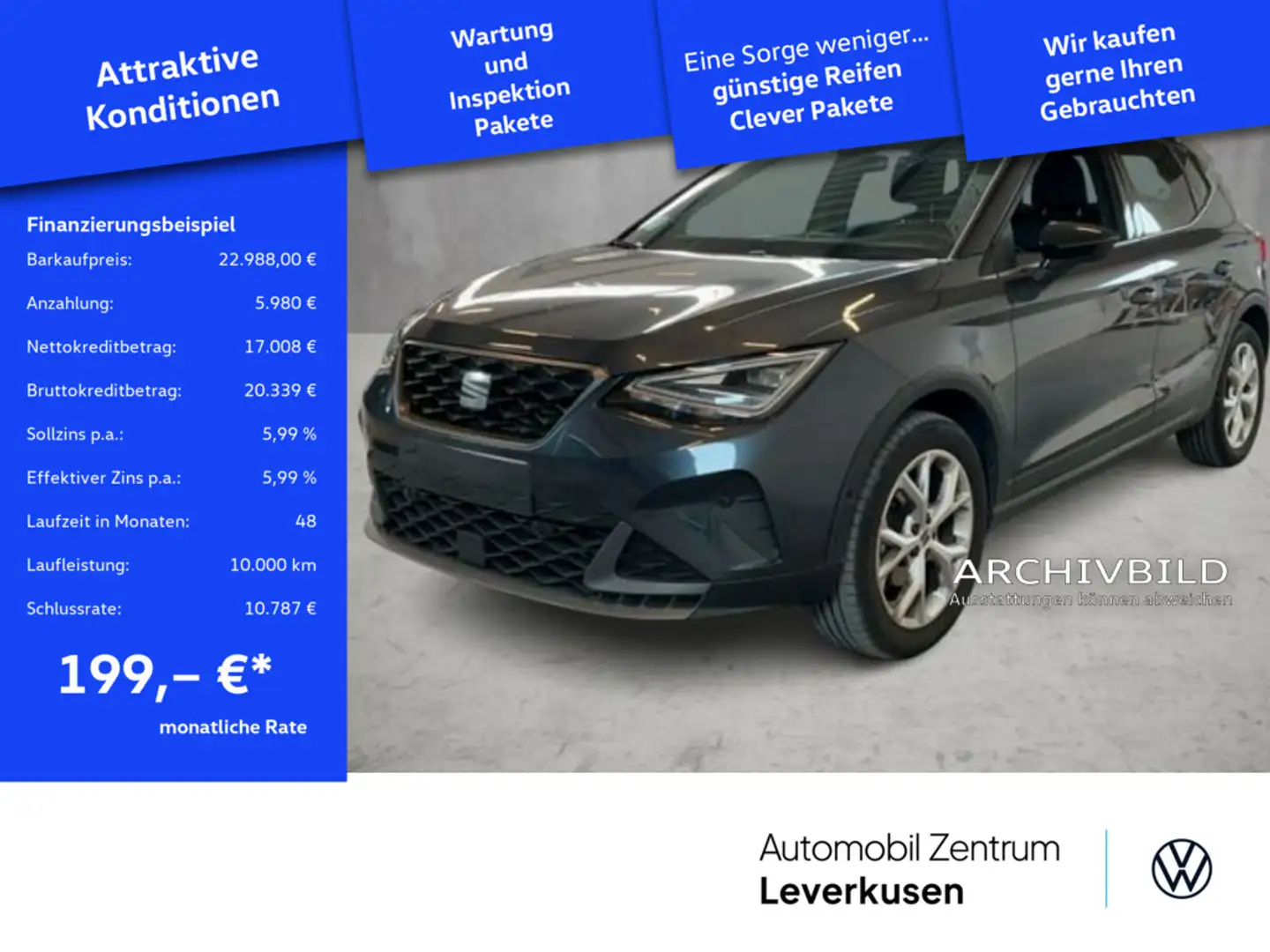 SEAT Arona FR DSG VIRT LED KAM SHZ PDC KEYLESS ACC Grau - 1