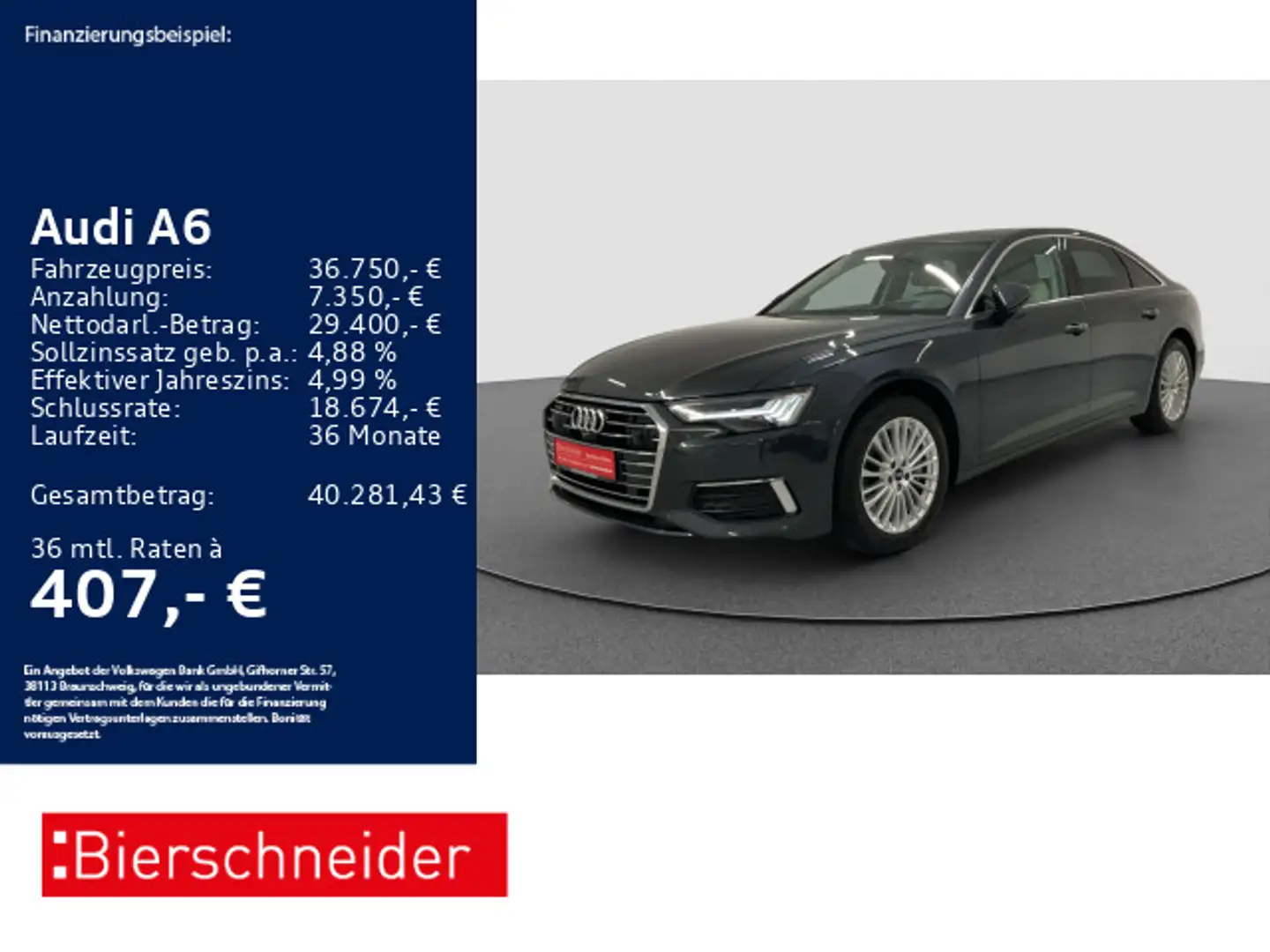 Audi A6 Lim 50 TFSI e qu design AHK PANO HD-MATRIX B& Grau - 1