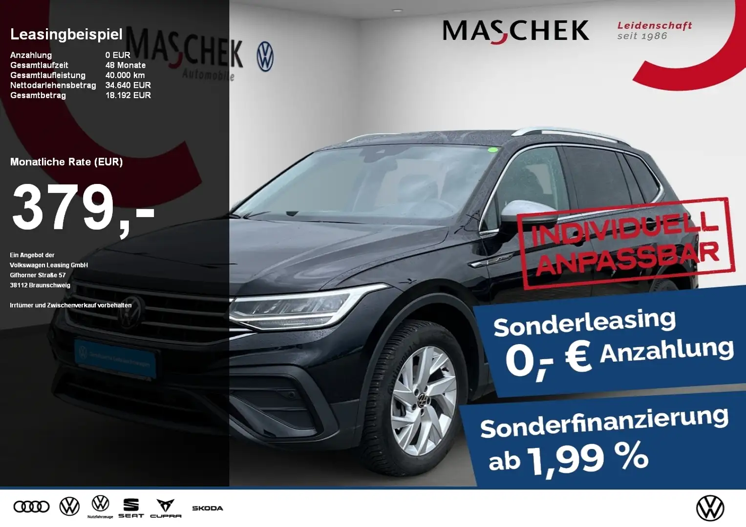 Volkswagen Tiguan Allspace Life 2.0 TDI DSG AHK 7-Sitze Navi RearView Sitzh. Fekete - 1