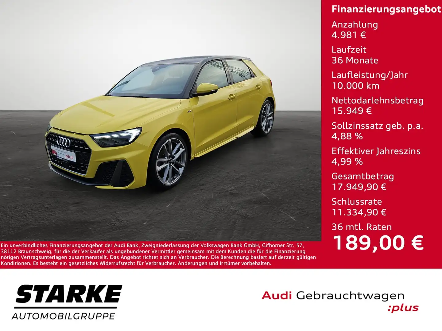 Audi A1 Sportback 30 TFSI S line NaviPlus LED 18-Zoll G... Gelb - 1