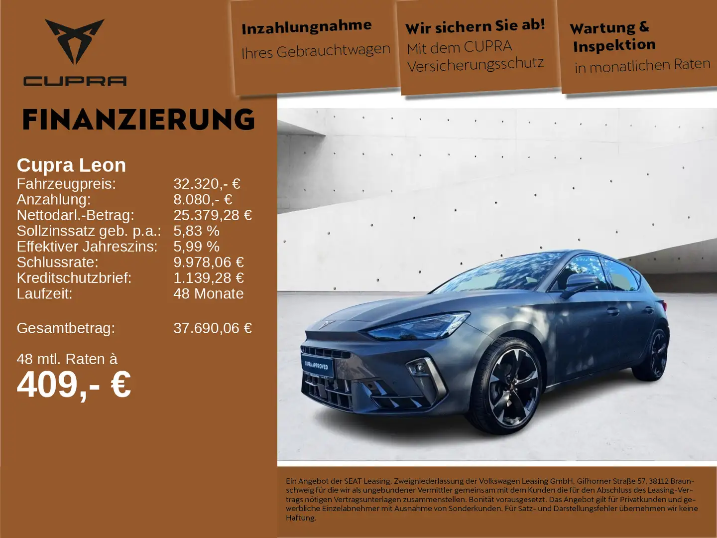 CUPRA Leon 2.0 TDI DSG MATT ACC LED KEYL NAVI PANO RFK Gris - 1