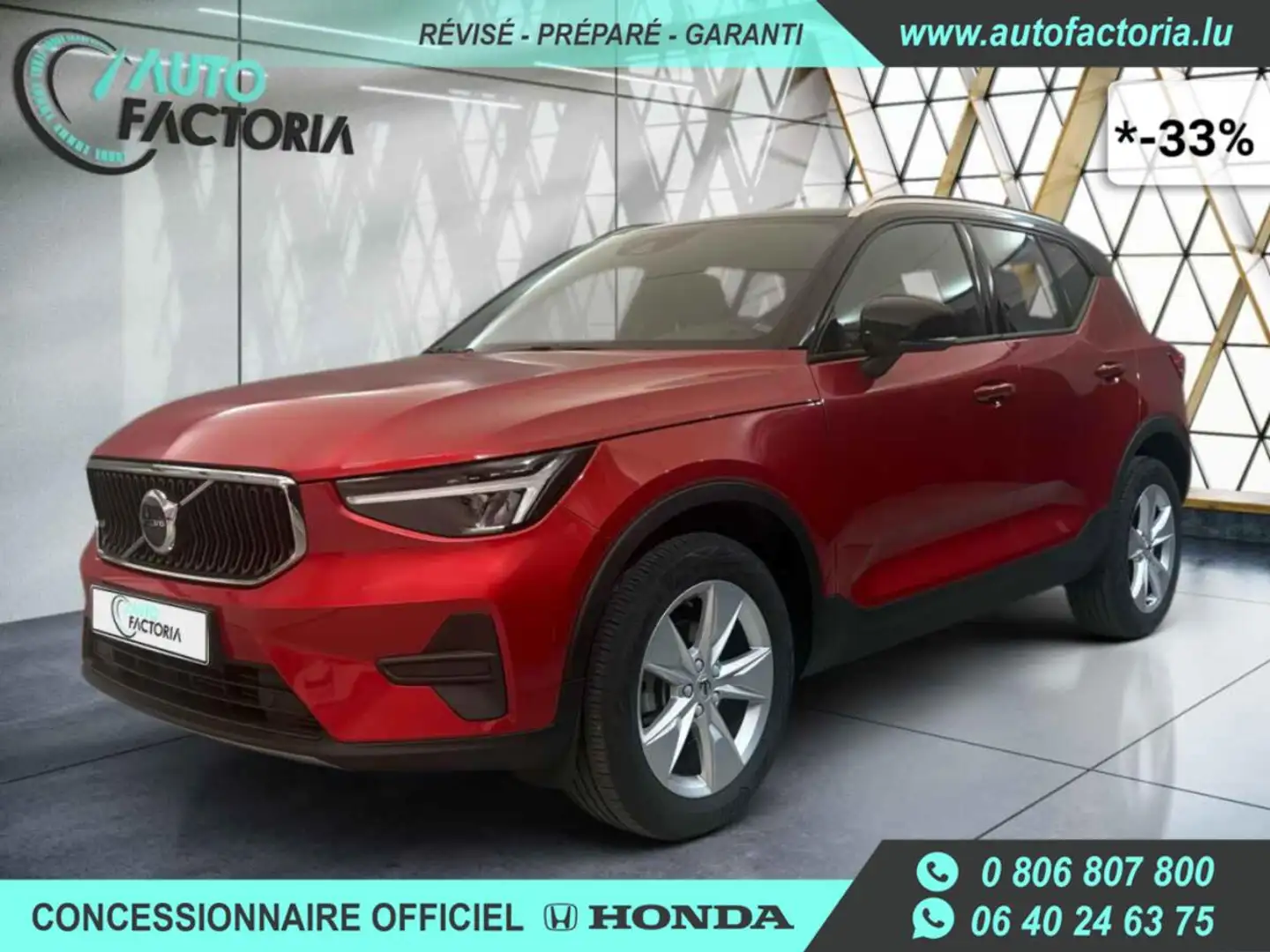Volvo XC40 -33% T2 129cv BVA +GPS+CAM+LED+HAYON ELEC+Opts Rosso - 1
