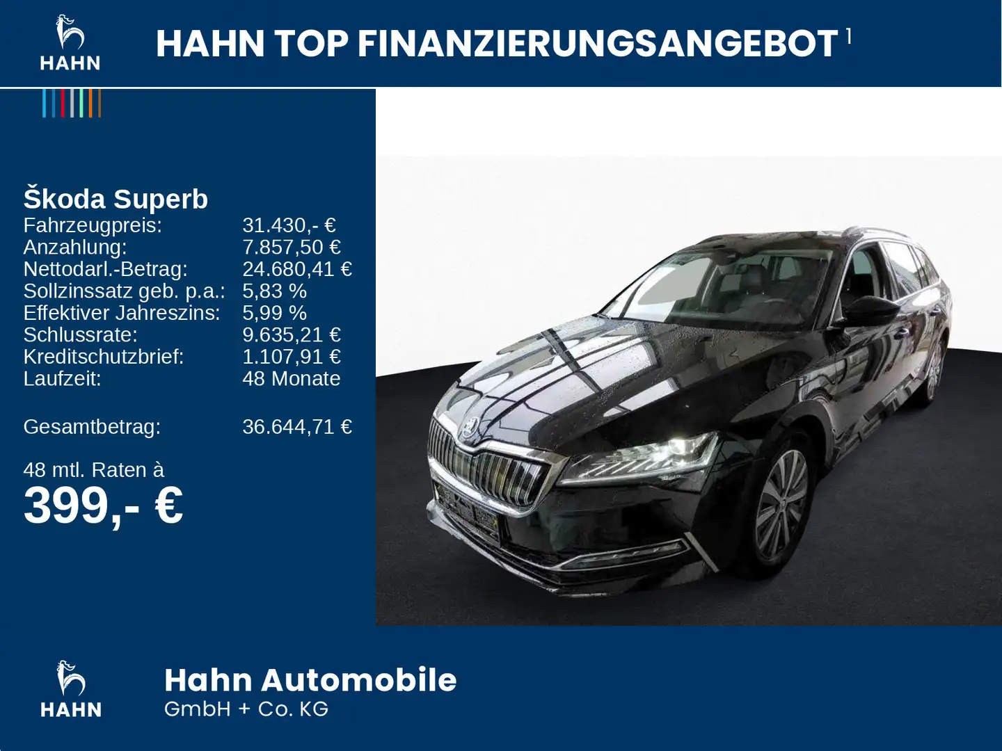 Skoda Superb Combi 1.4TSI iV DSG Style Matrix AHK DCC Schwarz - 2