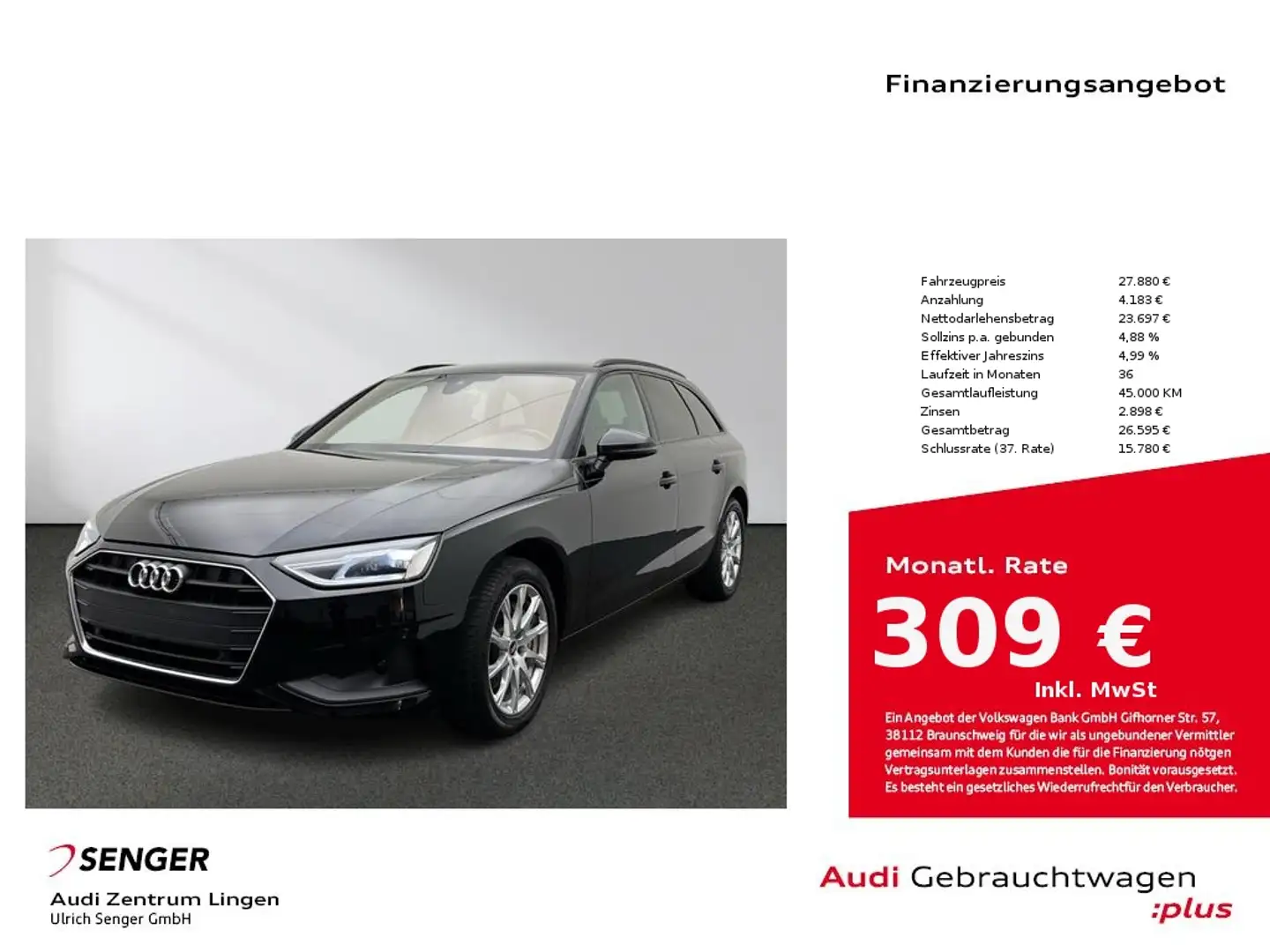 Audi A4 Avant 40 TDI MMI LED Connect Paket Sitzhzg. Noir - 1