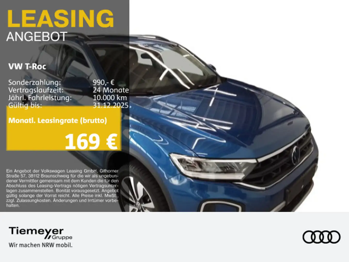 Volkswagen T-Roc 1.0 TSI MOVE ST.HEIZ NAVI APP-CON PRIVACY Bleu - 1