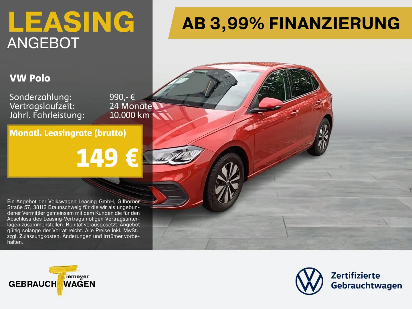 Volkswagen Polo 1.0 TSI DSG MOVE LED NAVI VIRTUA KAMERA AHK Rot - 1