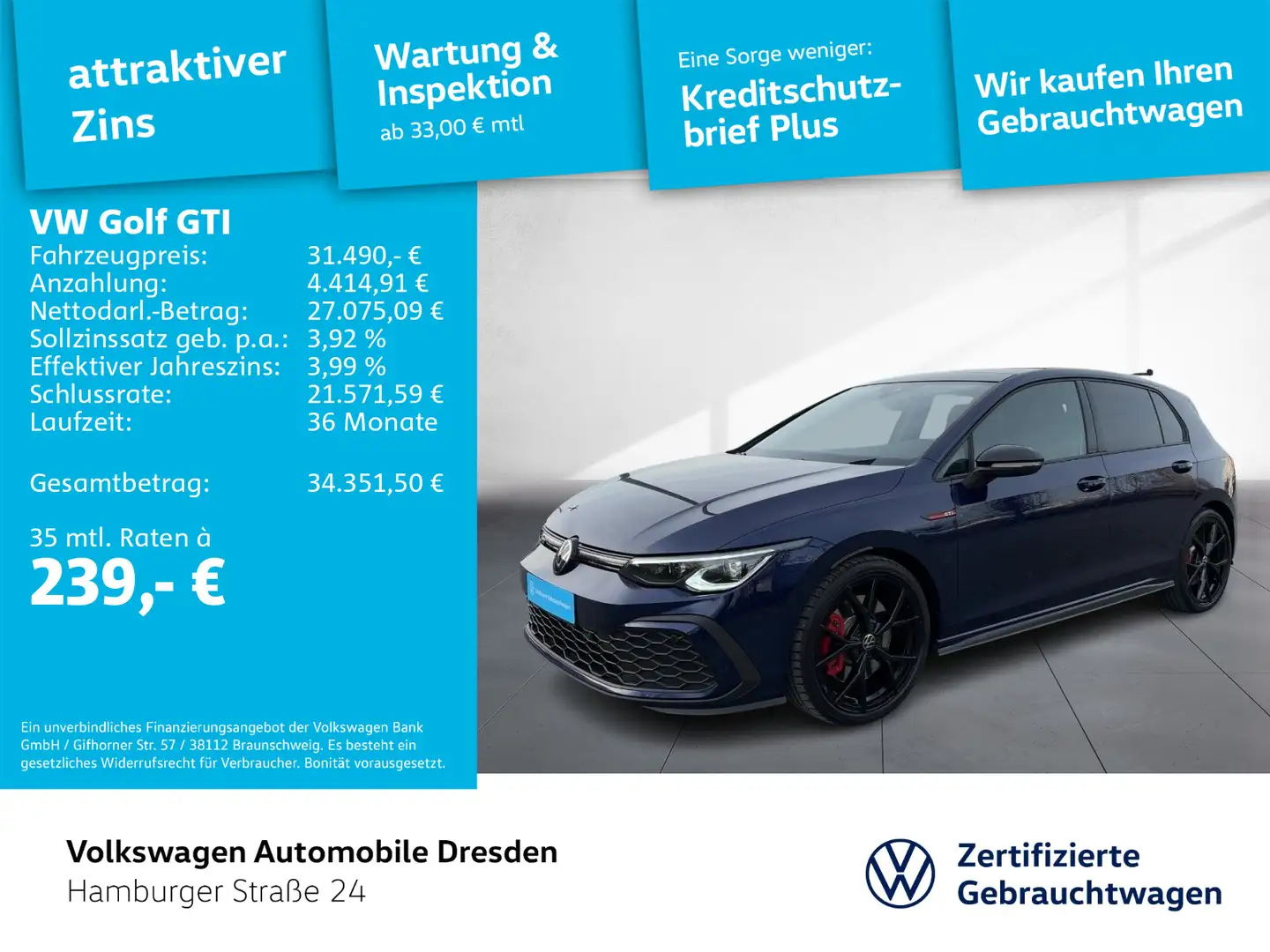 Volkswagen Golf GTI Golf VIII GTI 2.0 TSI DSG IQ DCC KAM PANO HARMAN Blau - 1