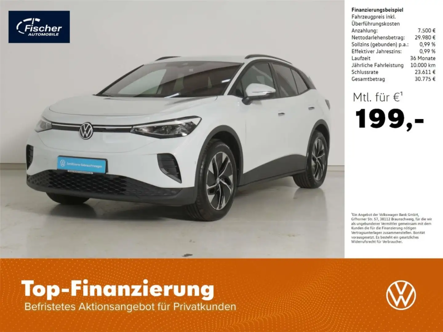 Volkswagen ID.4 Elektro Pro 77kWh NAV/LED/Kamera/Wärmepumpe Weiß - 1