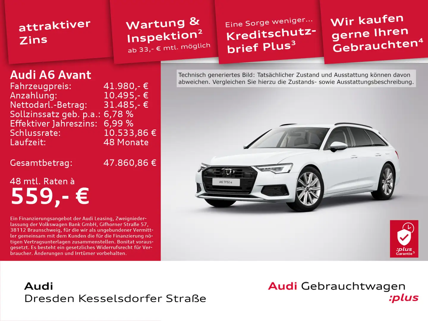 Audi A6 TFSI e Sport Weiß - 1