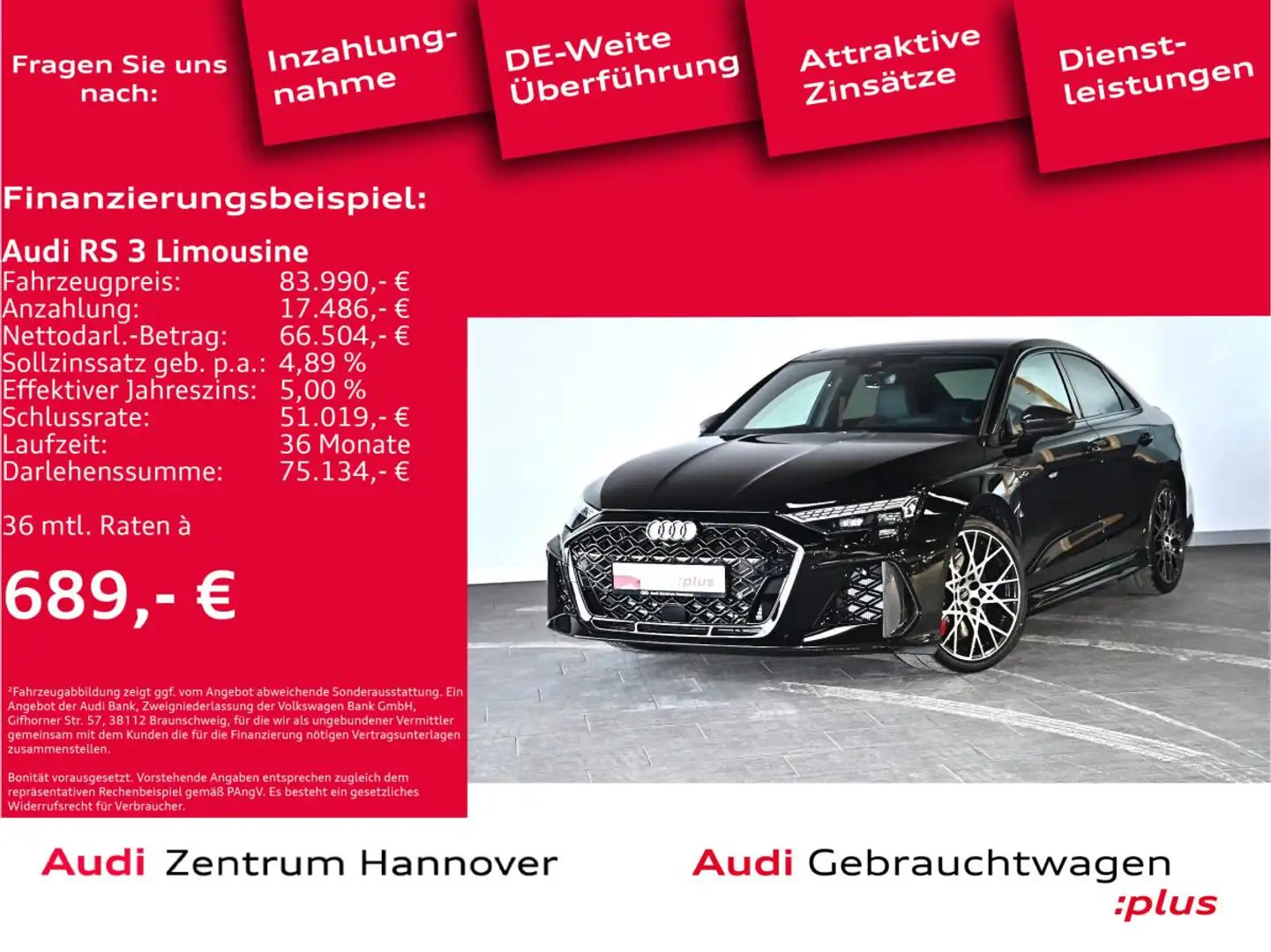 Audi RS3 RS 3 Limousine S tronic Schwarz - 2
