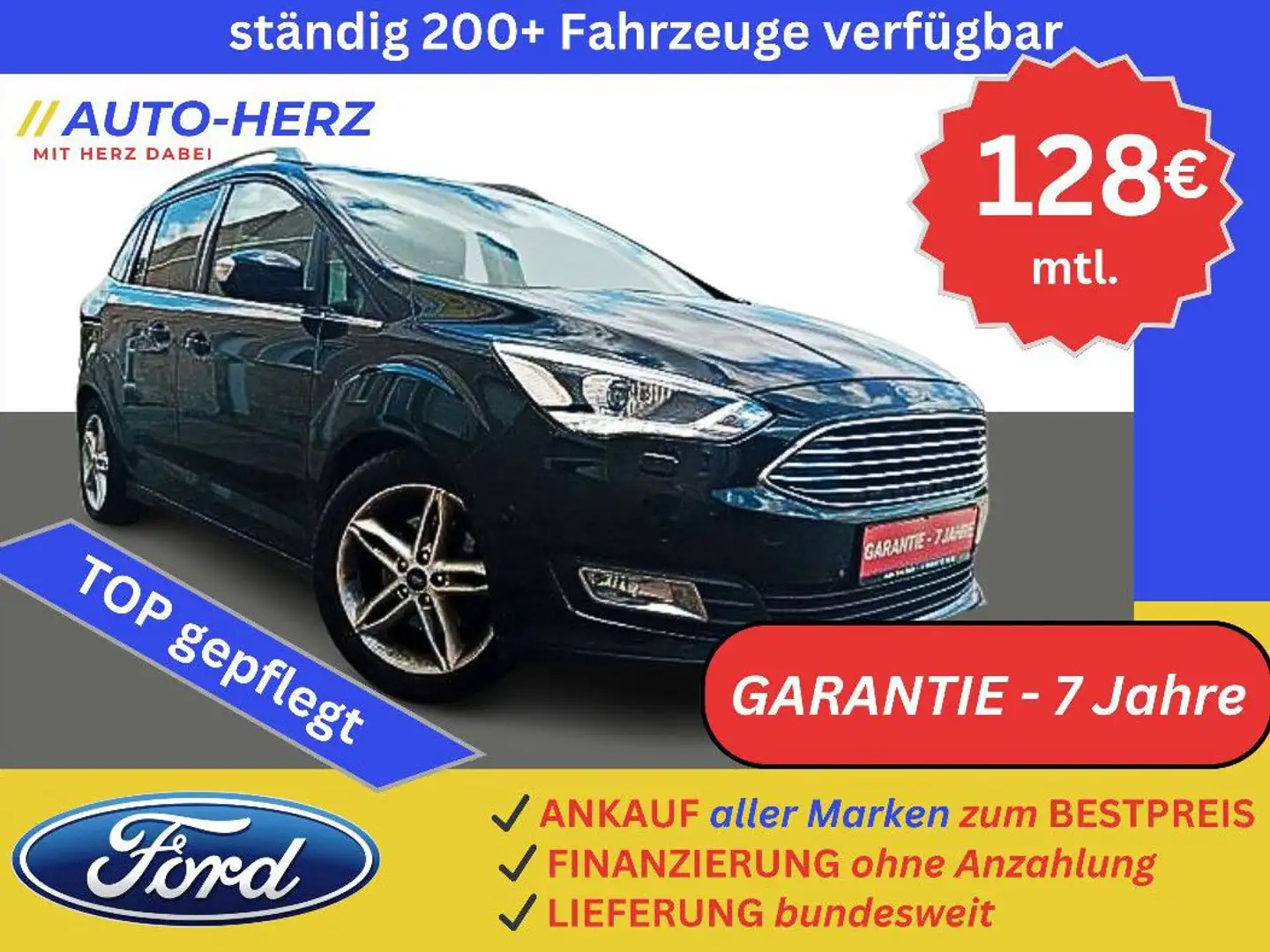 Ford Grand C-Max Grand C-MAX Titanium AUTOMATIK Bi-Xenon+PDC+Navi Black - 1