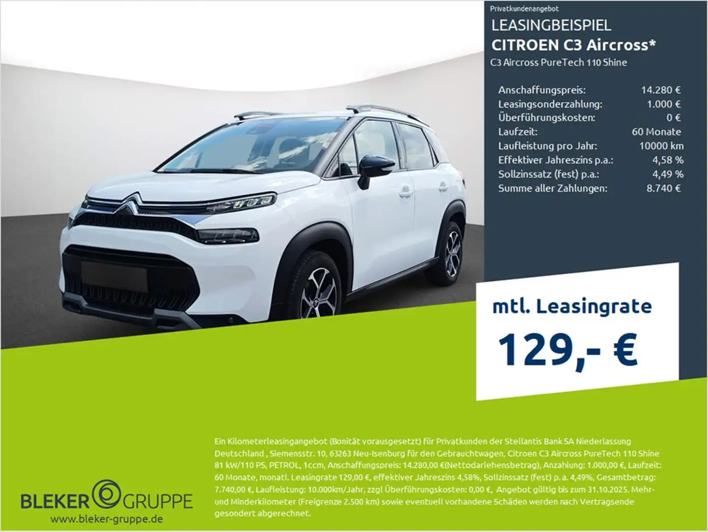 Citroen C3 Aircross PureTech 110 Shine Weiß - 1