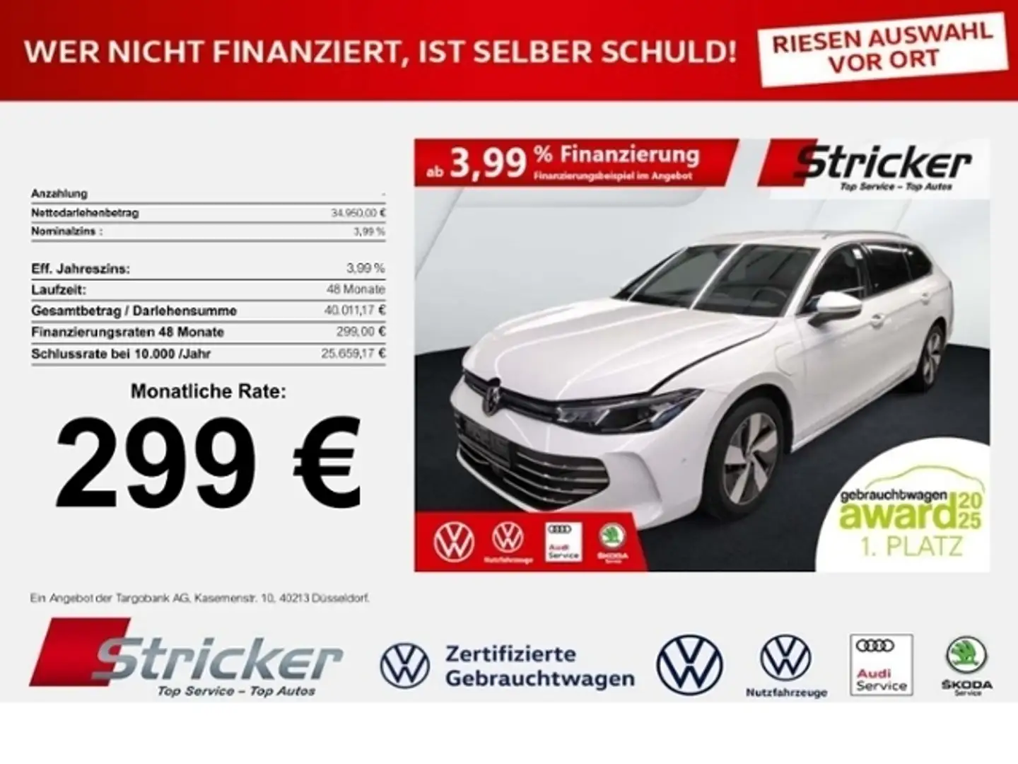 Volkswagen Passat Variant Business 1.5TSI e-hybrid 299,-ohne Anzahlung Navi Alb - 1