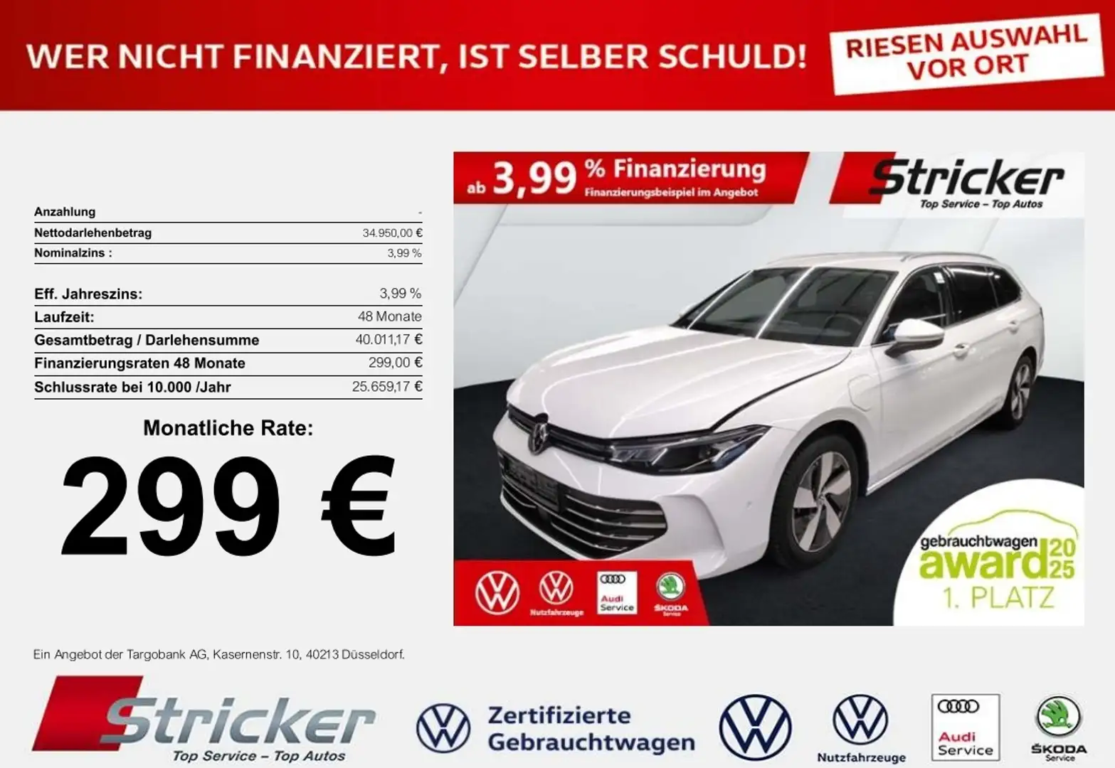 Volkswagen Passat Variant Business 1.5TSI e-hybrid 299,-ohne Anzahlung Navi Weiß - 1