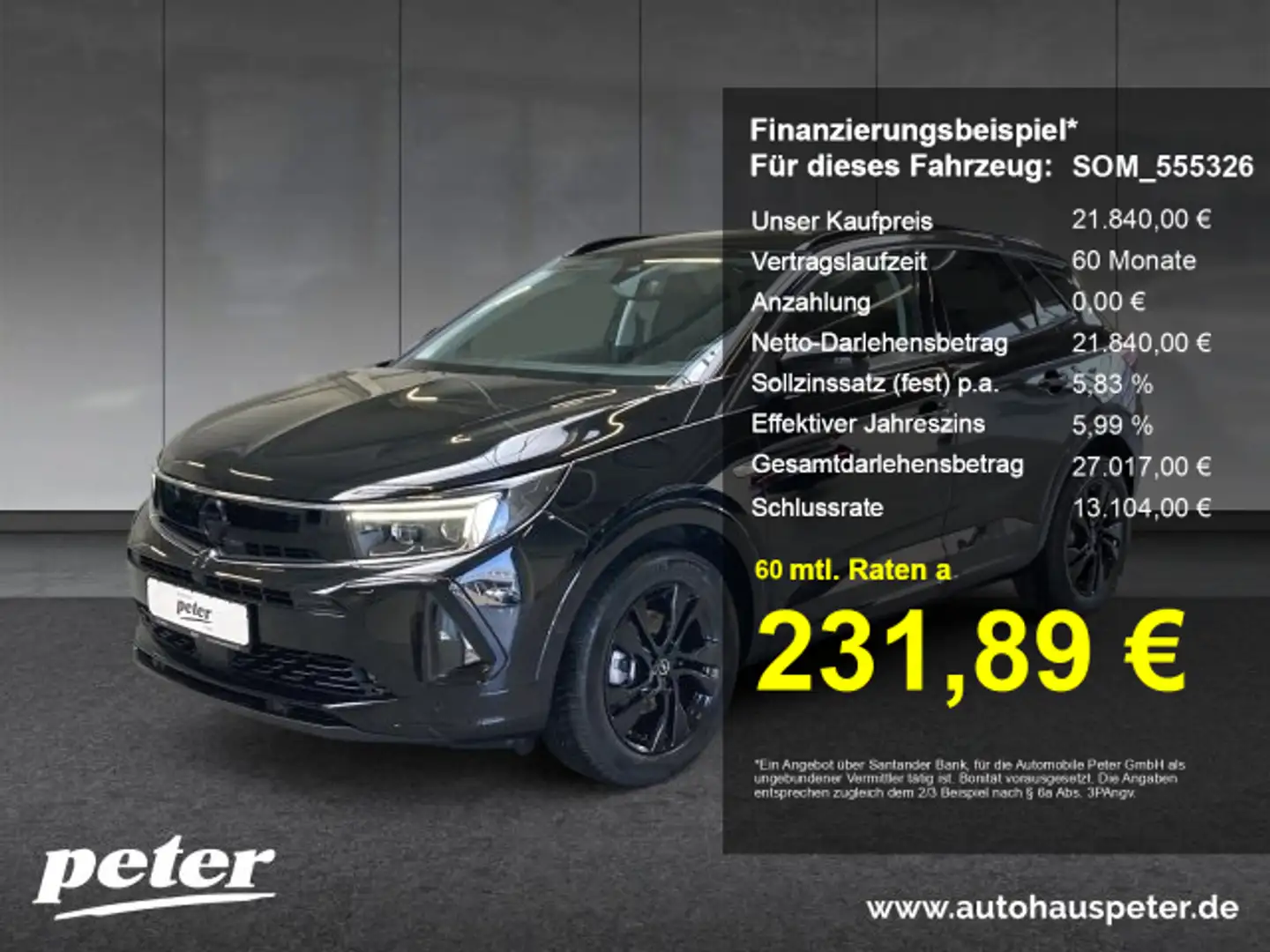 Opel Grandland Grandland 1.2 Turbo GS Line Klimaautomatik Alcanta Schwarz - 1