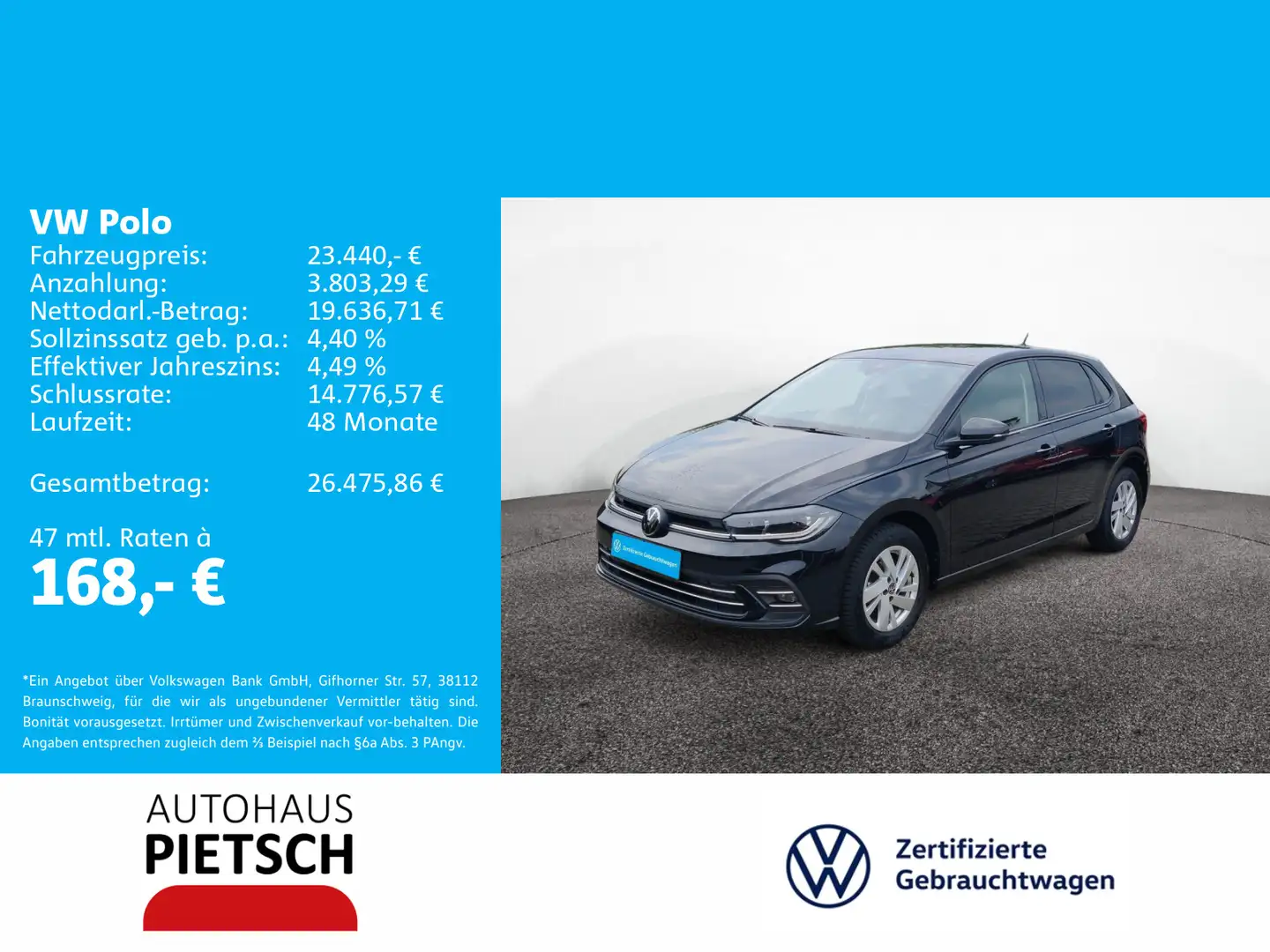 Volkswagen Polo 1.0 Style DSG Schwarz - 1