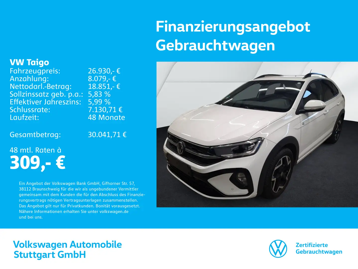 Volkswagen Taigo R-Line 1.5 TSI DSG 110kW Weiß - 1