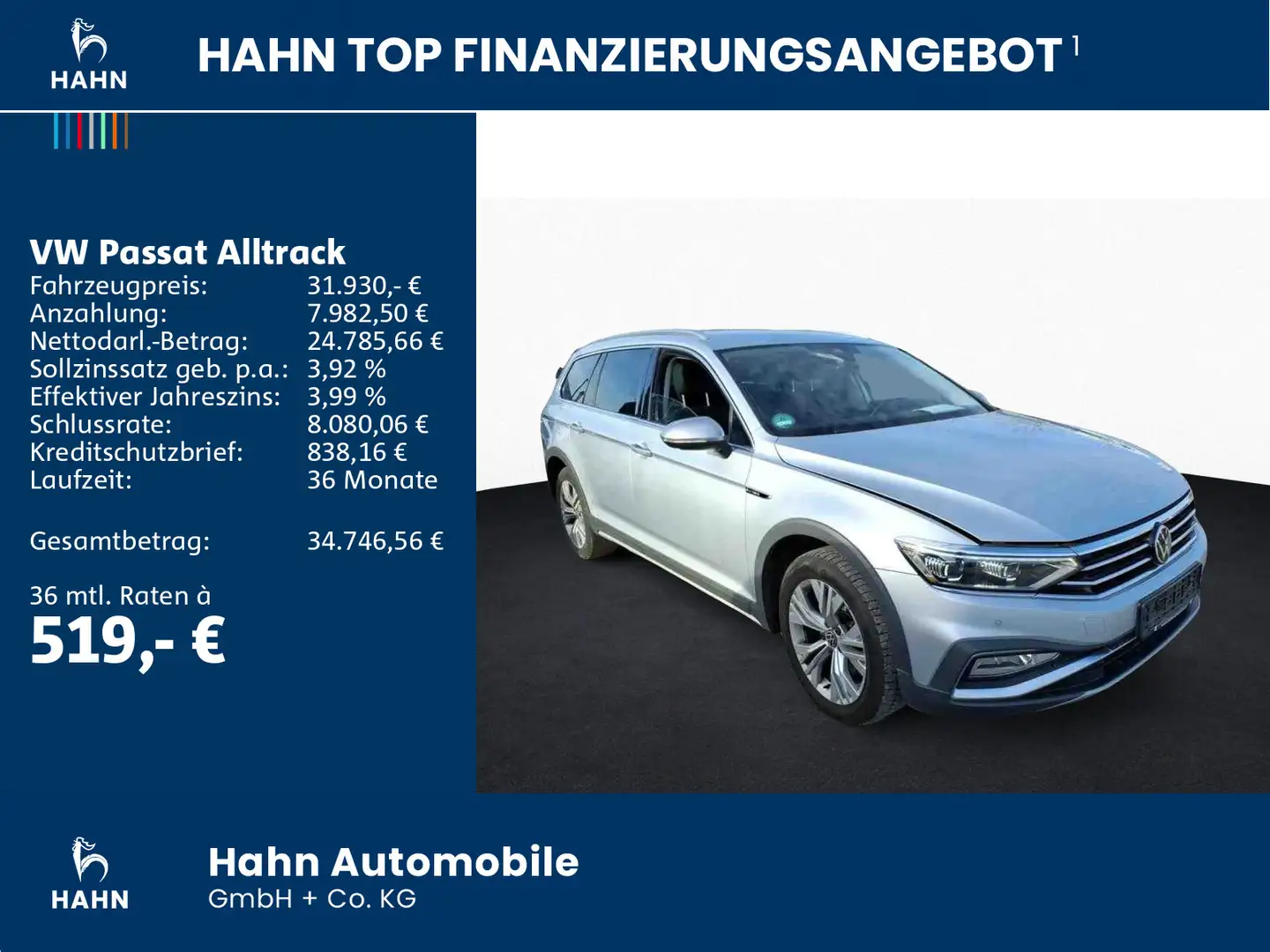 Volkswagen Passat Alltrack 2.0TDI DSG 4Mo 360° AHK Standhei Silber - 2