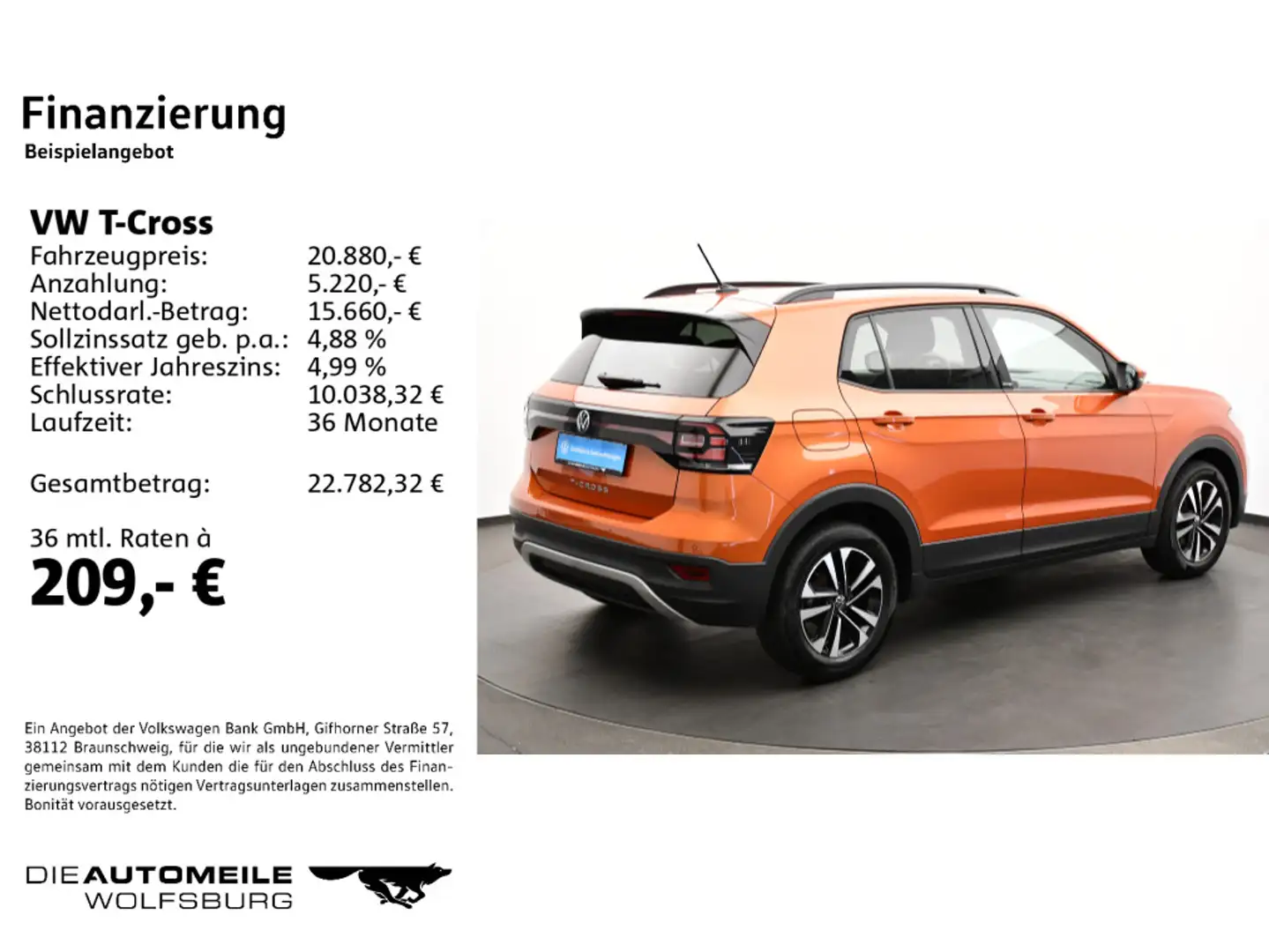 Volkswagen T-Cross 1.5 TSI DSG United LED/Einparkhi/App-Con Orange - 2
