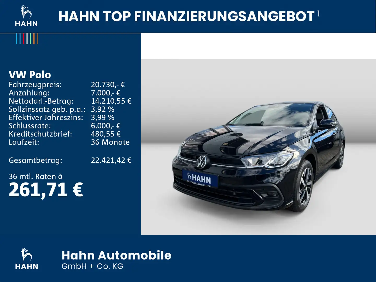 Volkswagen Polo 1.0TSI DSG Life LED AHK Navi Einparkh Sitzh Schwarz - 2