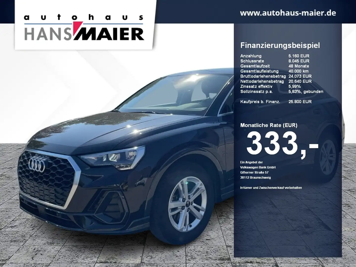 Audi Q3 Sportback TDI basis Stronic Navi PDC Kam LM Noir - 1