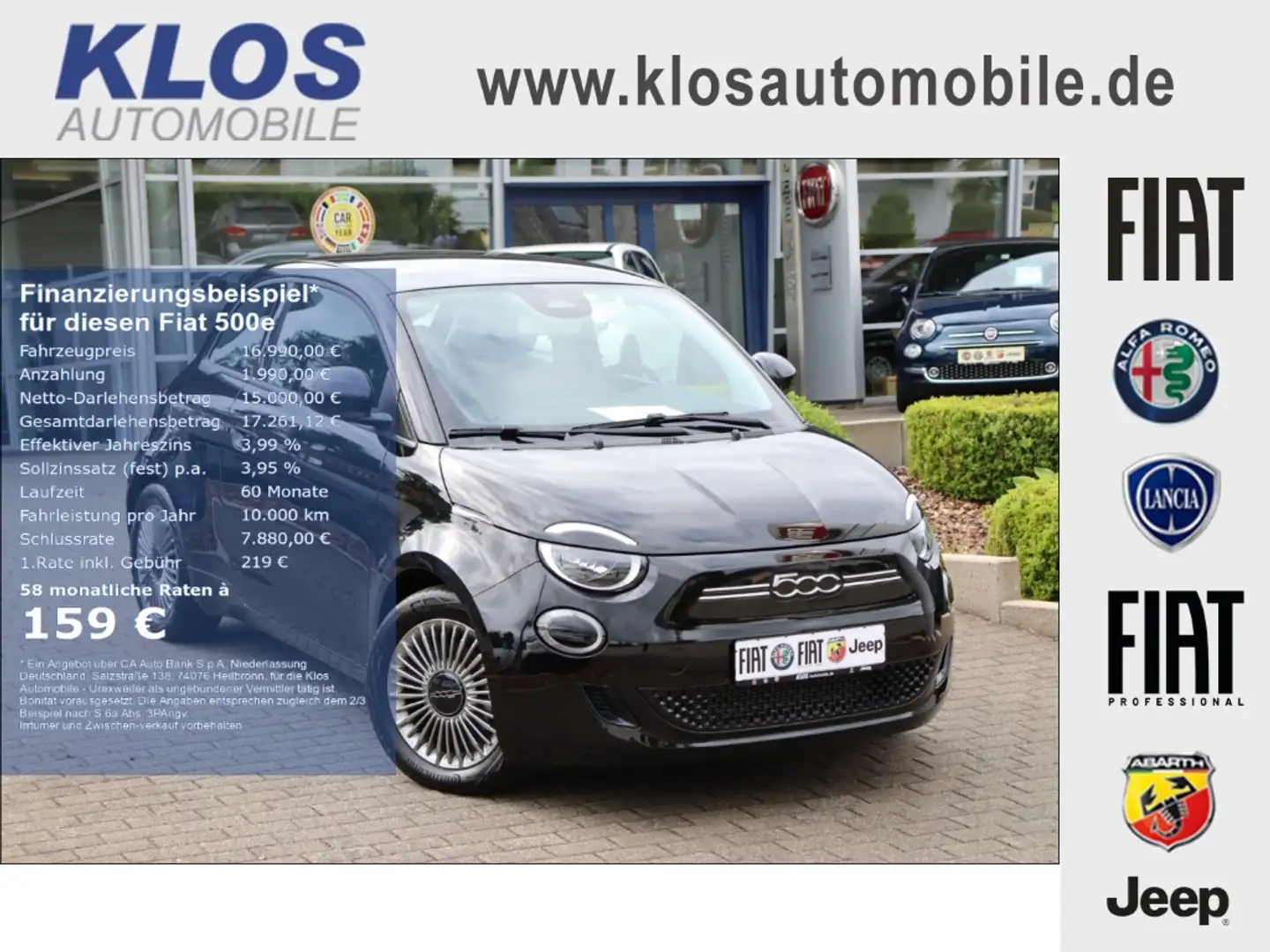 Fiat 500e ICON 23,8kWh 95PS NAVI ALU KLIMAAUTO Noir - 1