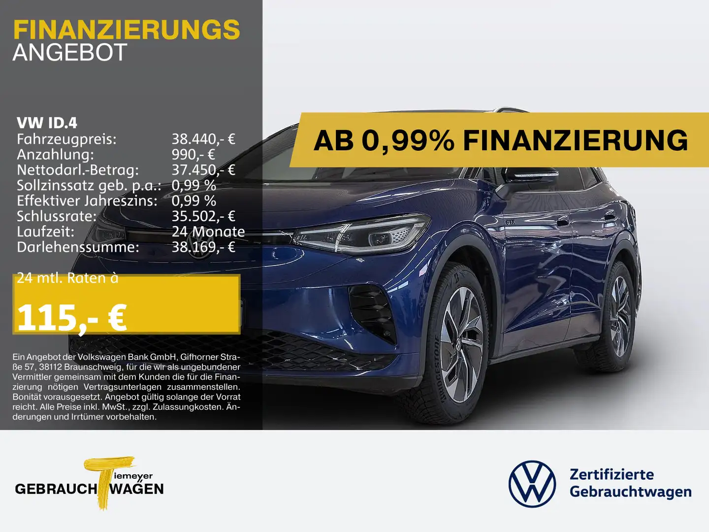 Volkswagen ID.4 GTX NP72 PANO LM21 AHK HuD Blau - 1