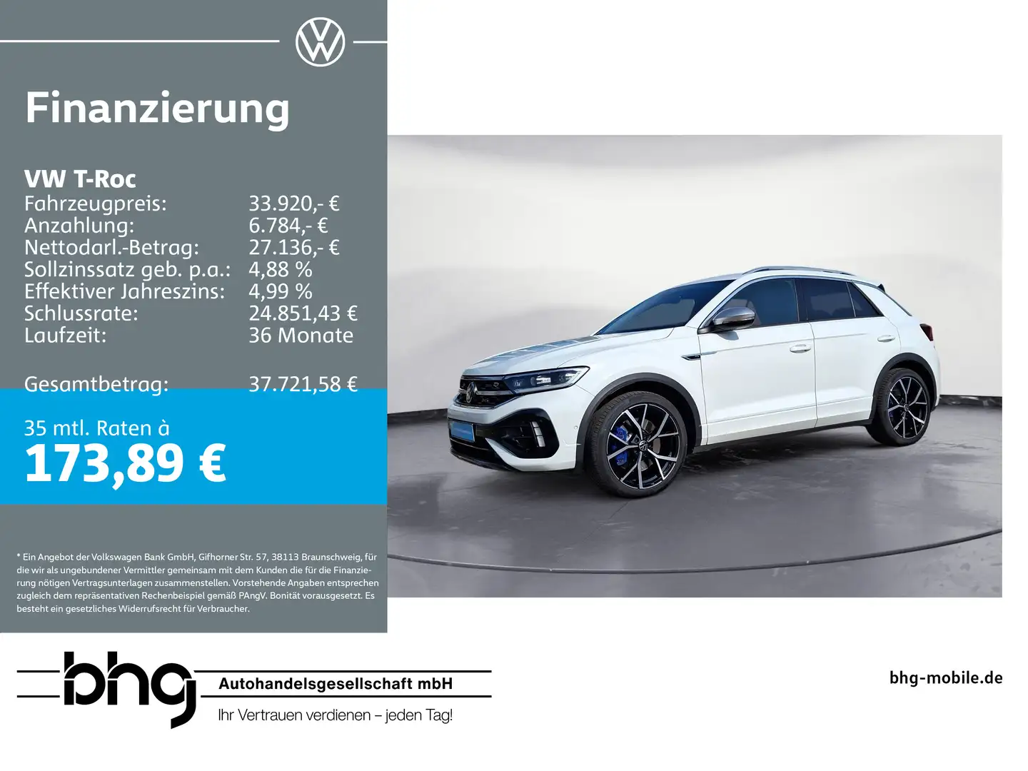 Volkswagen T-Roc 2.0 TSI OPF 4MOTION DSG R Navi Weiß - 1