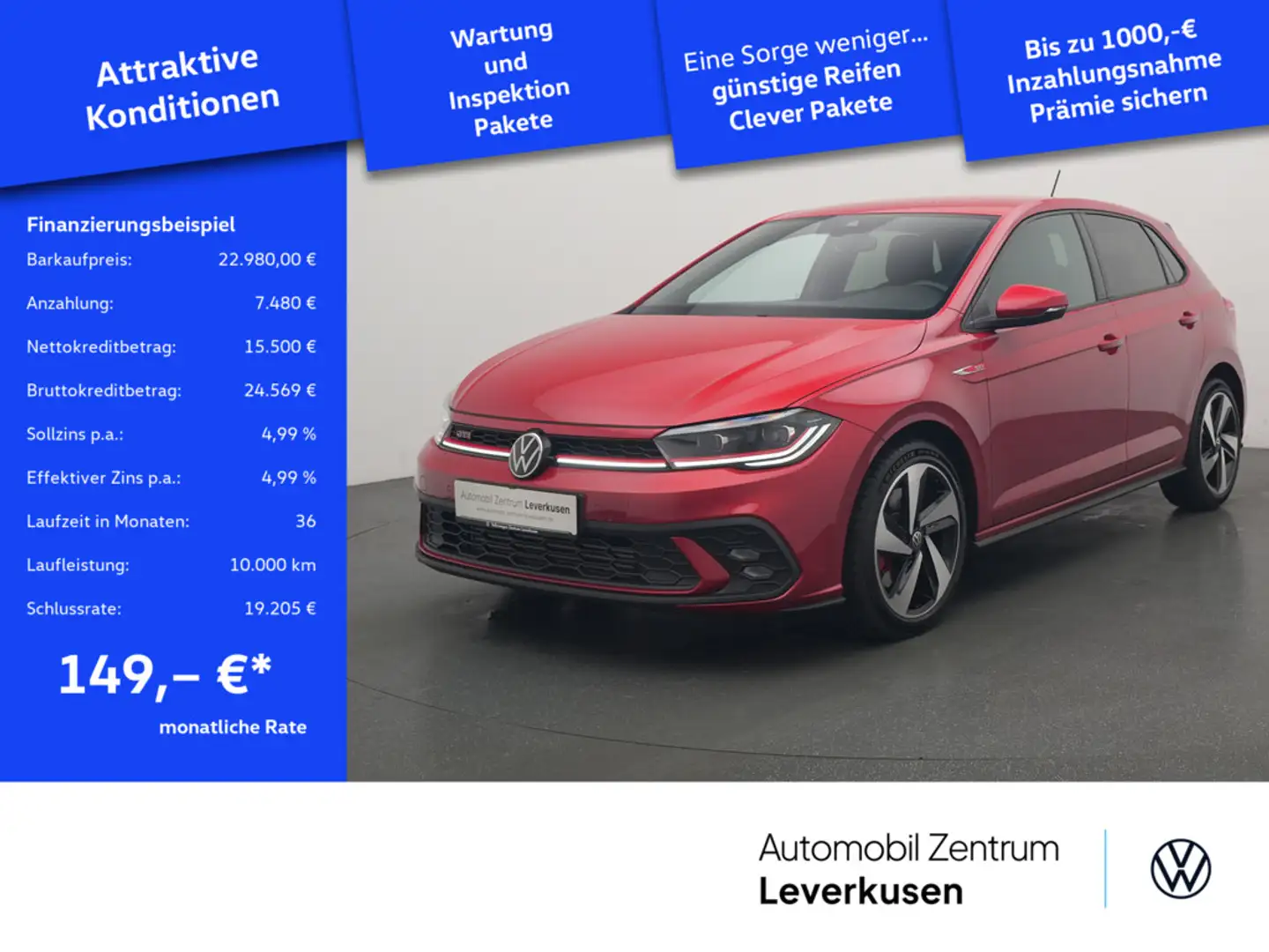 Volkswagen Polo GTI DSG MATRIX VIRT SHZ CARPLAY PDC ACC Rot - 1