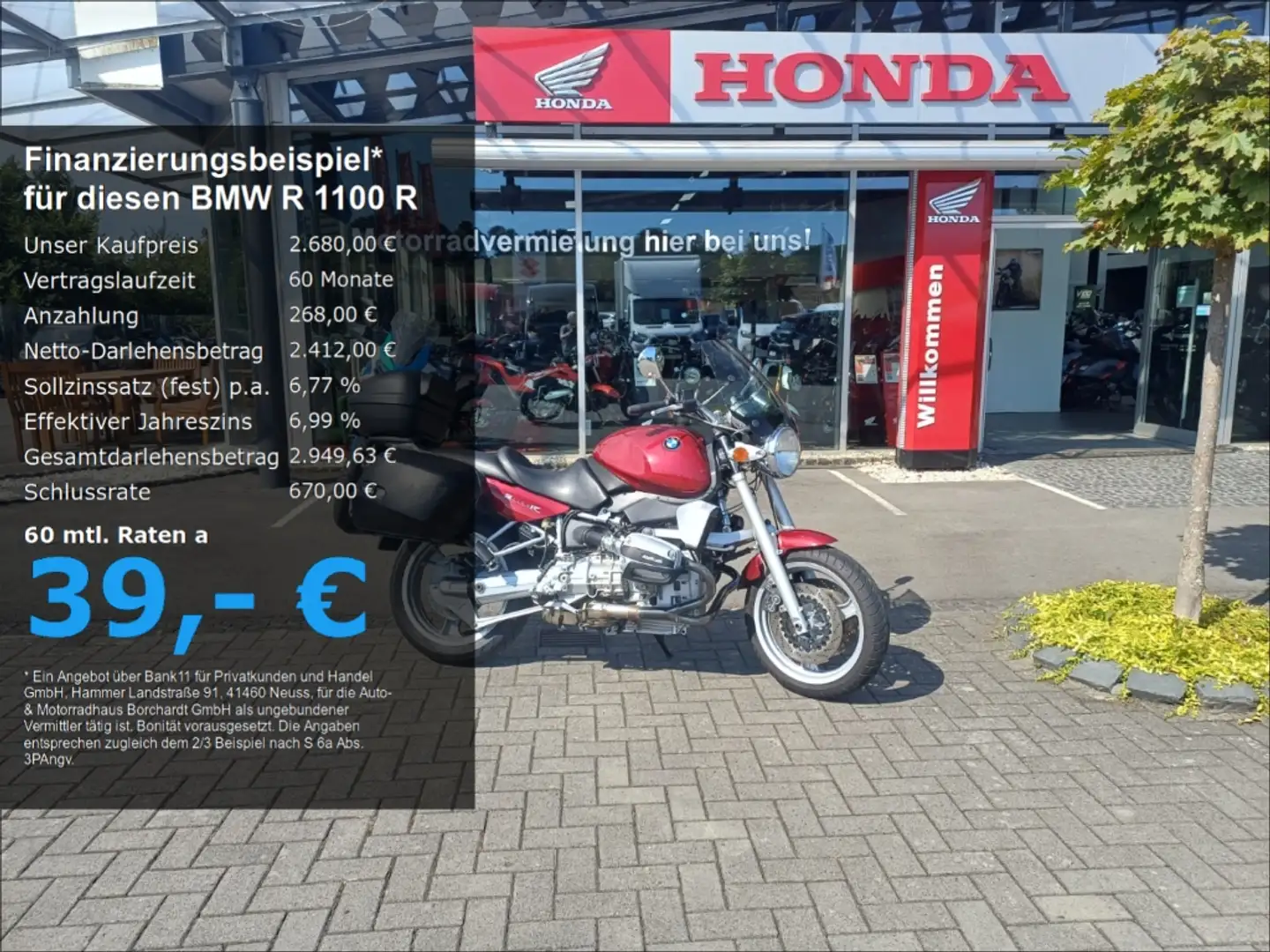 BMW R 1100 R Scheibe,Koffer und Topcase Rot - 1