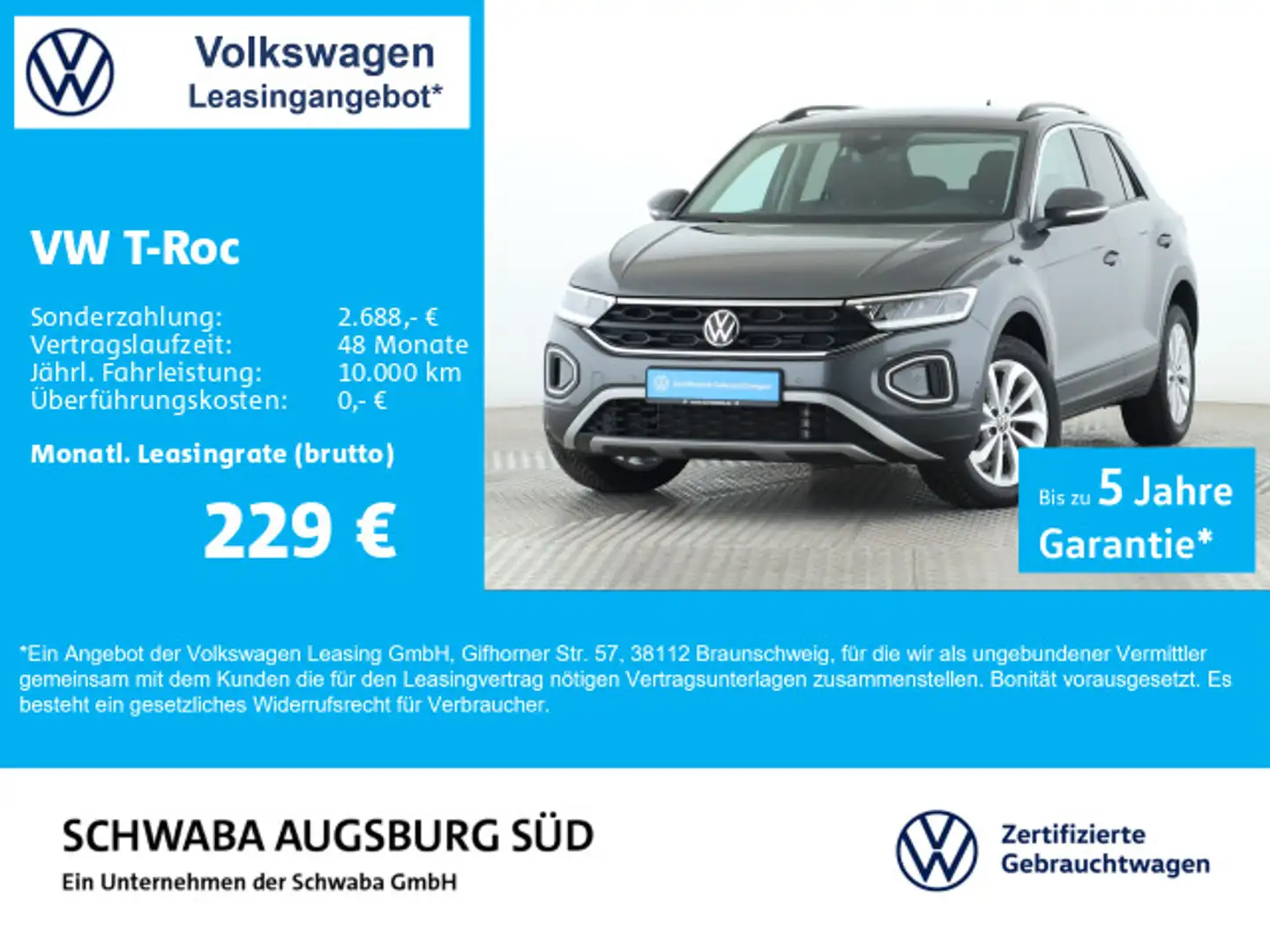 Volkswagen T-Roc Life 2.0 TDI LED*VIRTUAL*NAV*AHK*LANE*17" Grau - 1